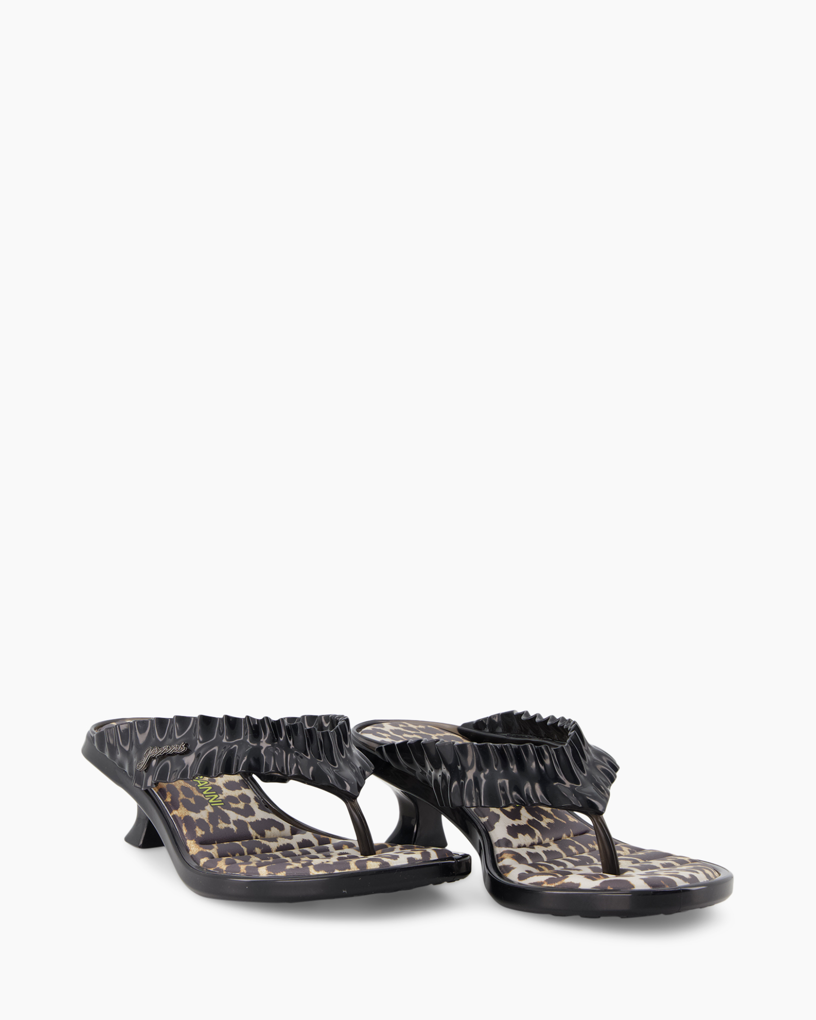sandalen, slippers, luipaard print, geraffineerde band, thong-sandaal