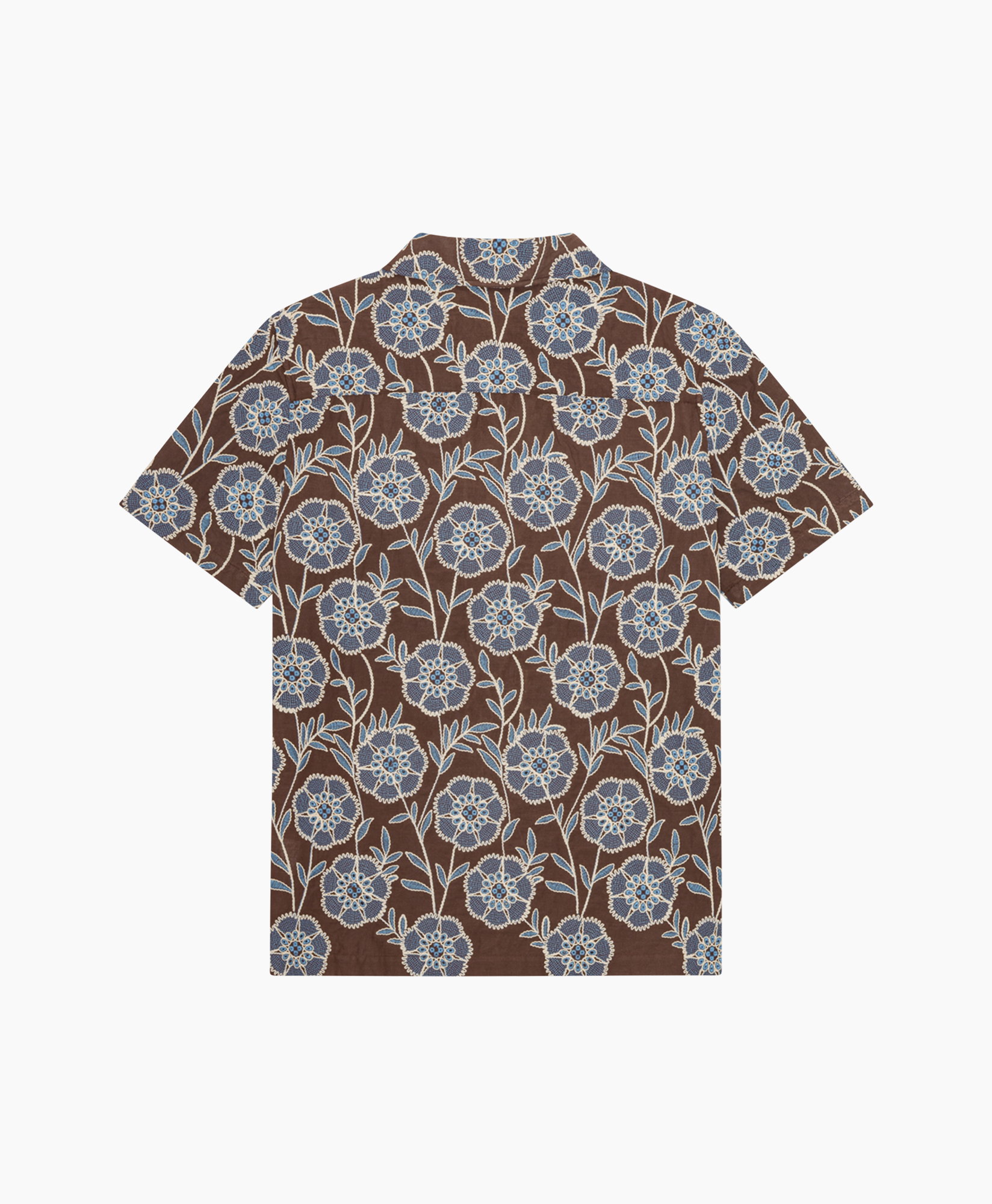hemd, kortmouwen, bloemig, bruin, patroon