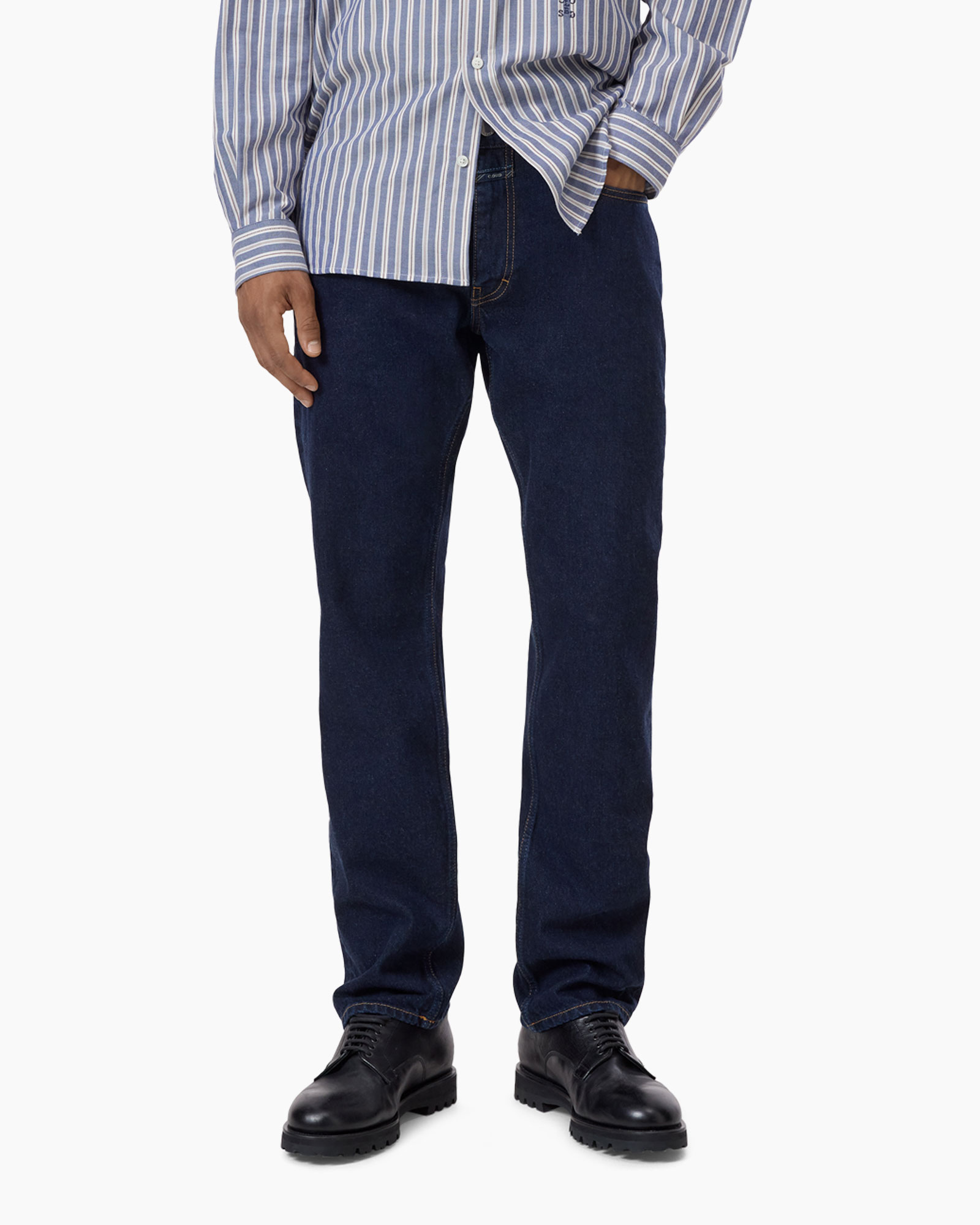 broek, spijkerbroek, donkerblauw, rechte pijp, heren
