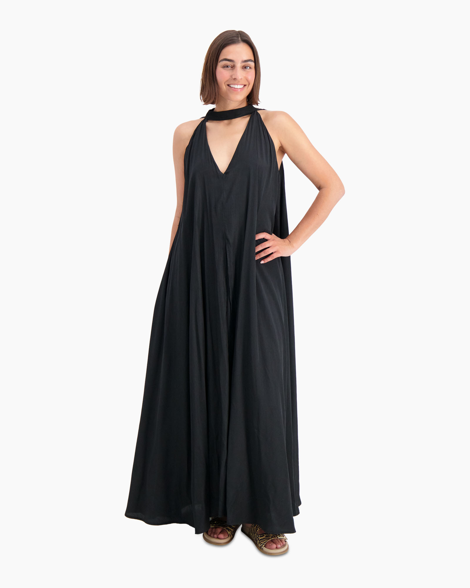 Maxi Jurk Grone Zwart