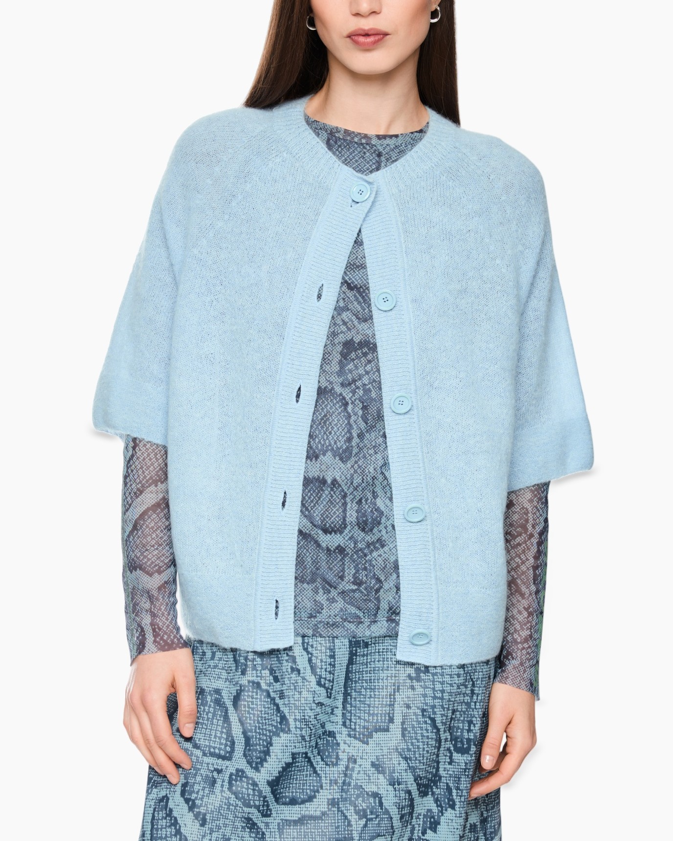 cardigan, knopjes, gebreid, lichtblauw, oversized