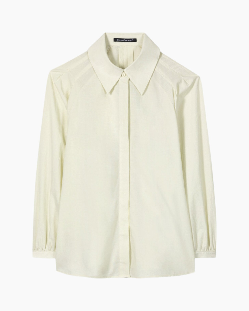 blouse, kraag, langarm, crème, knopen