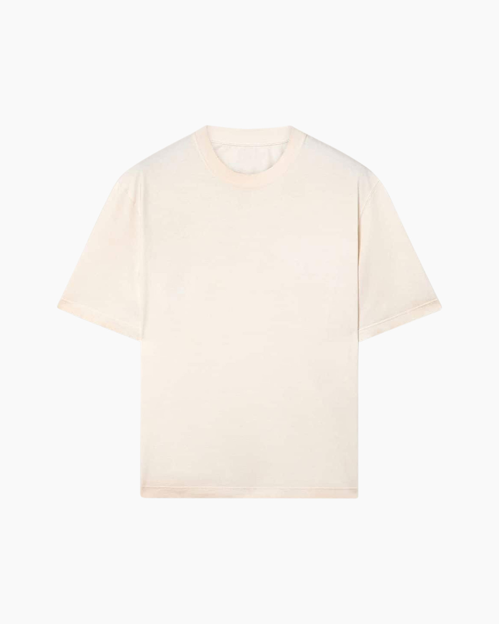 t-shirt, mouwloos?, short sleeves, crème, eenvoudig