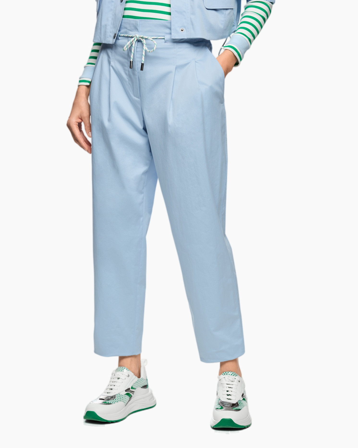 pants, drawstring, light blue, loose fit, casual