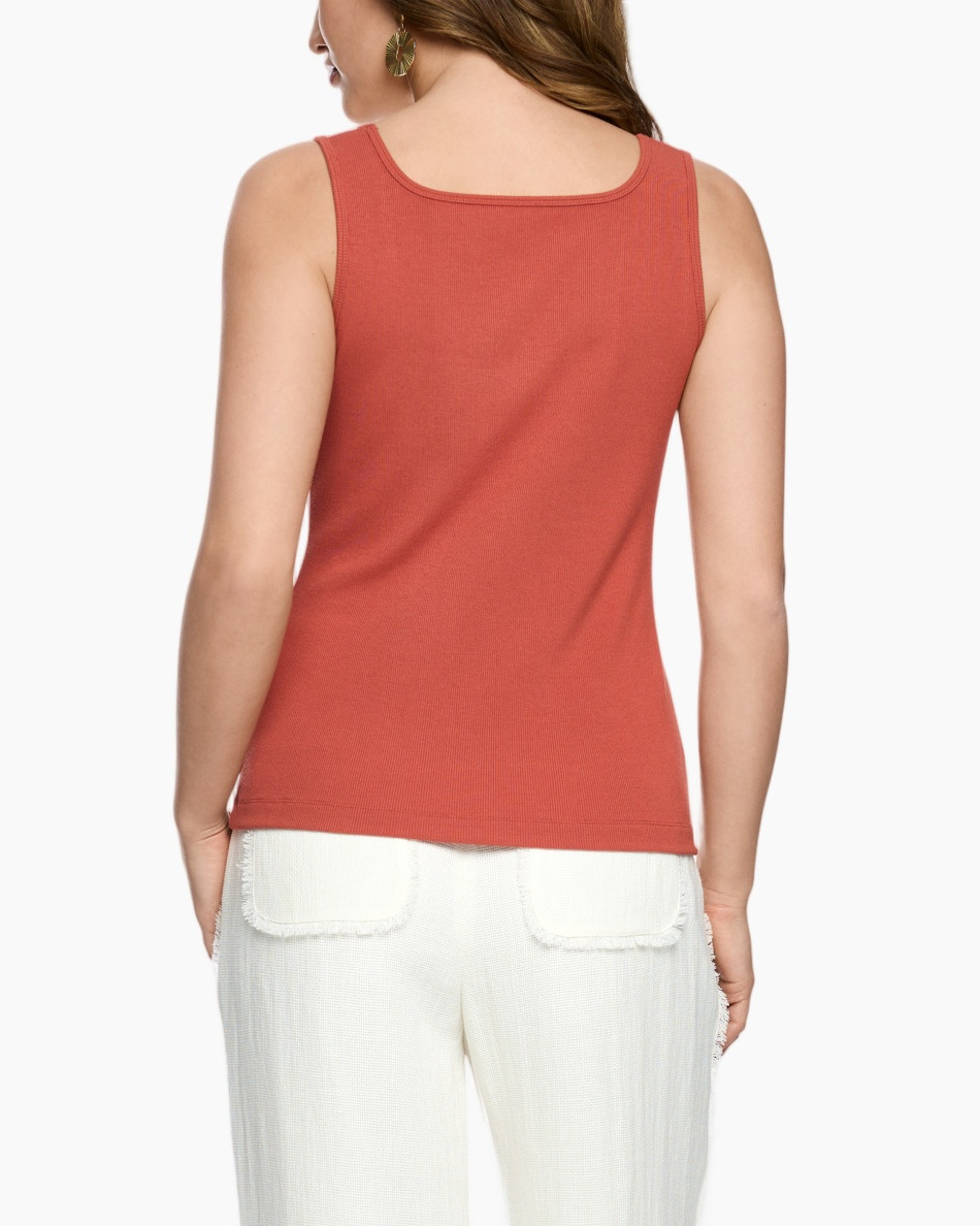 tanktop, mouwloos, roodbruin, koraal, sjaal