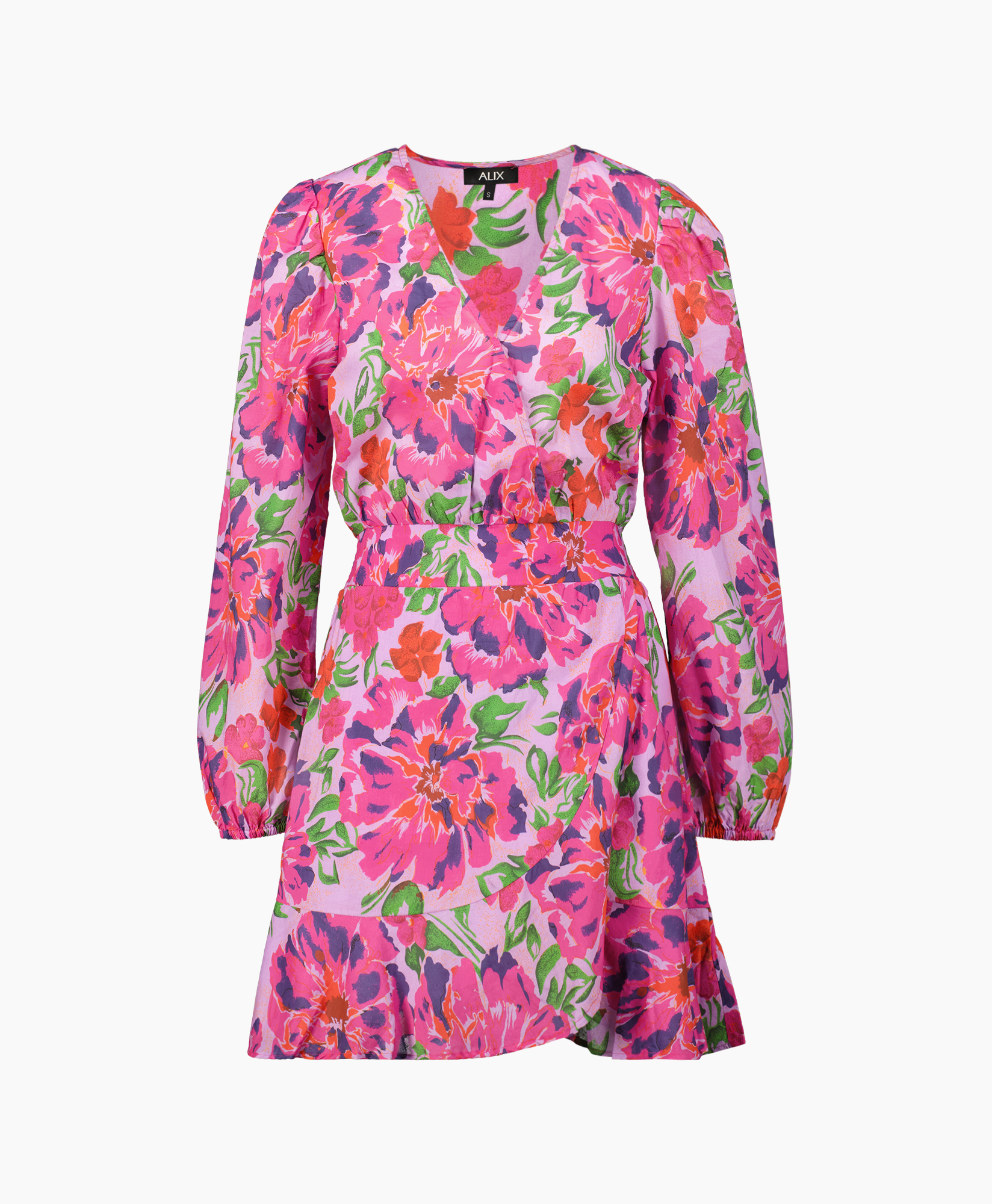 Jurk Ladies Woven Painted Flower Broderie Dress Print + 2 Kleurig