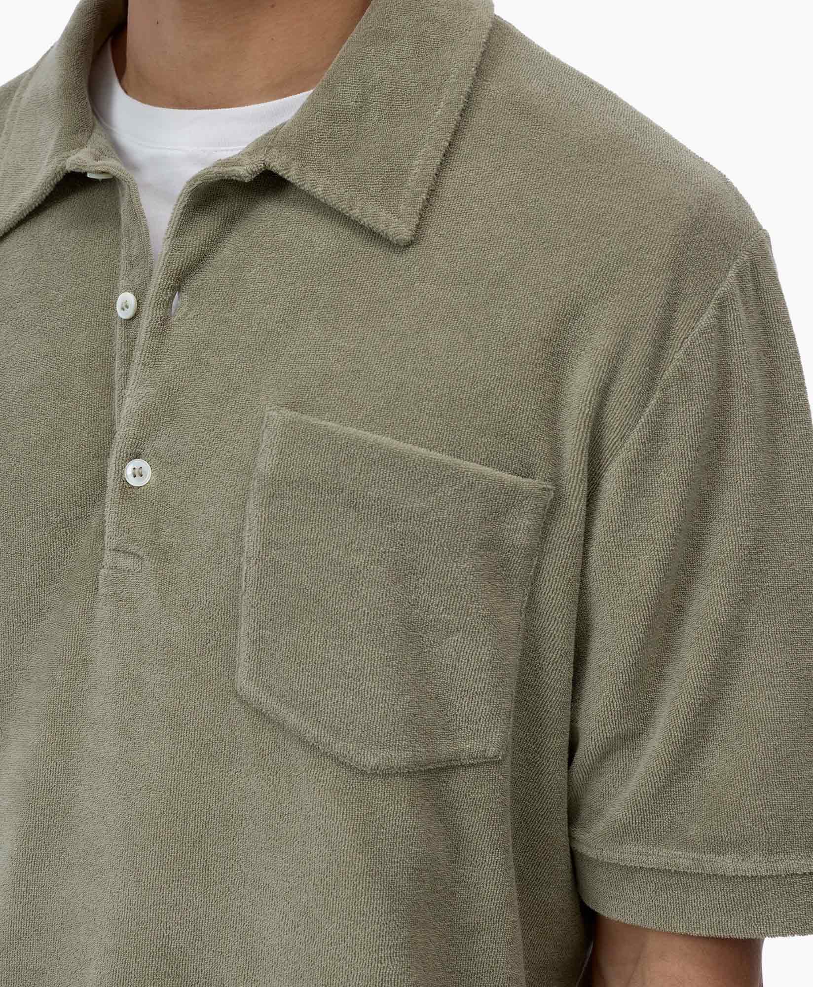 polo, short-sleeve, pocket, collared, knit