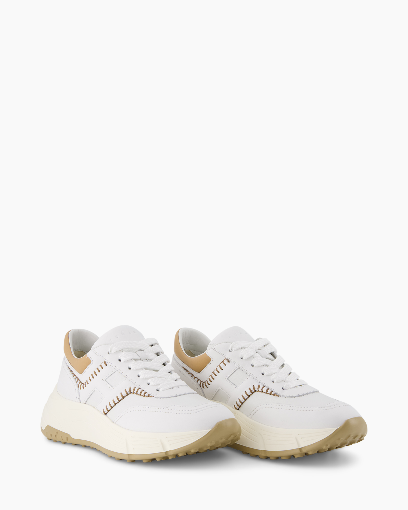 sneakers, white, genuine leather, chunky, stitching