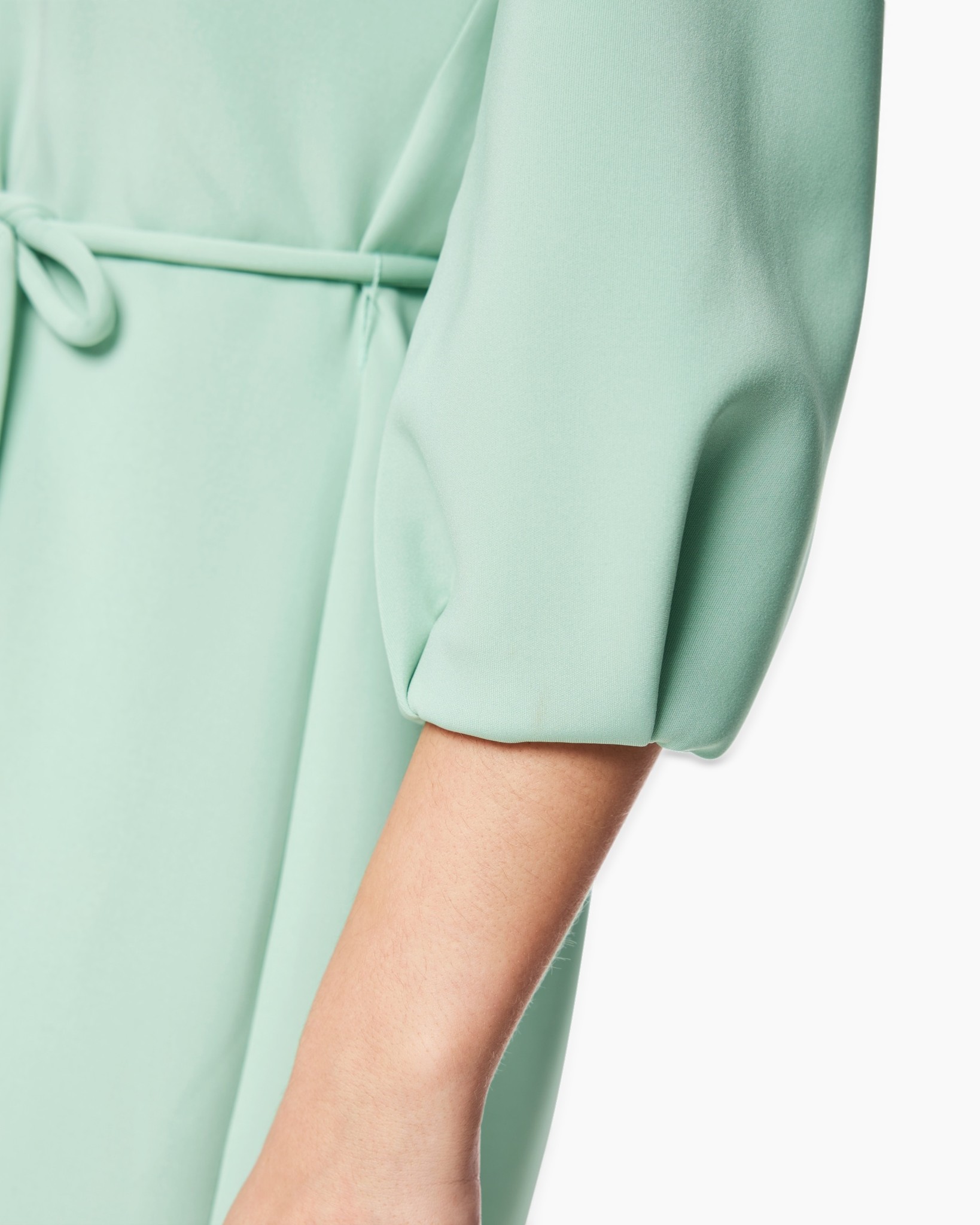 jurk, mint, mouw, wrap, valt