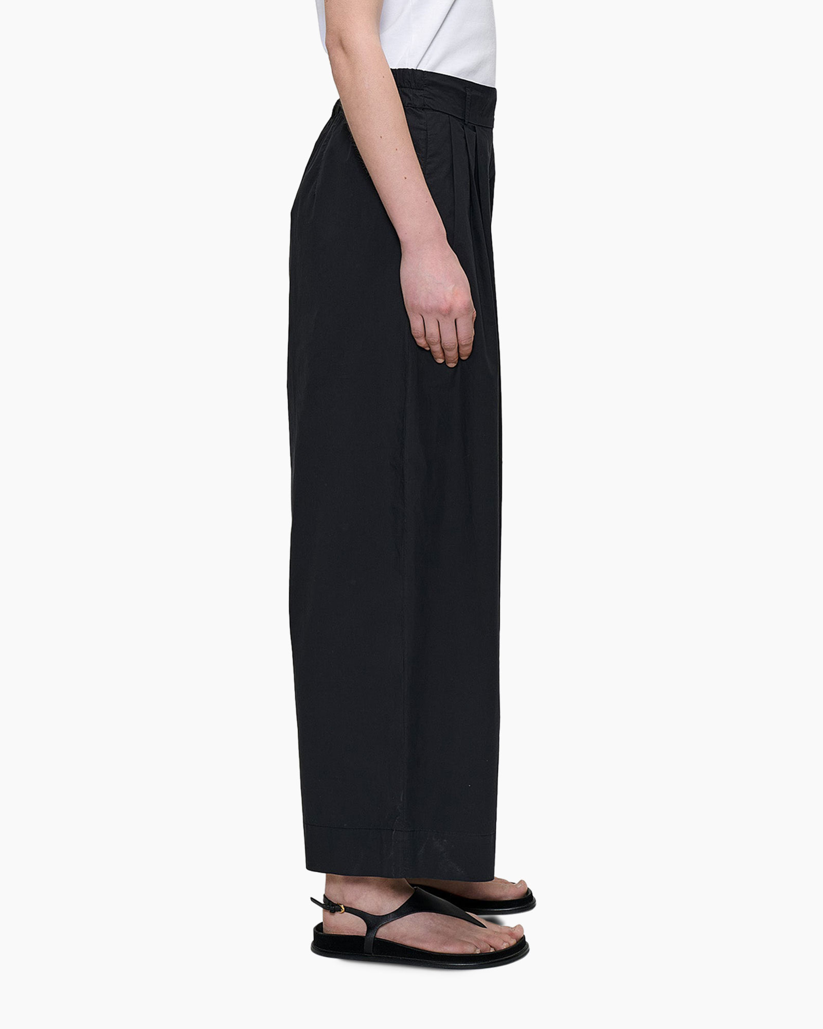 pants, wide-leg, black, summer, flat-sandal