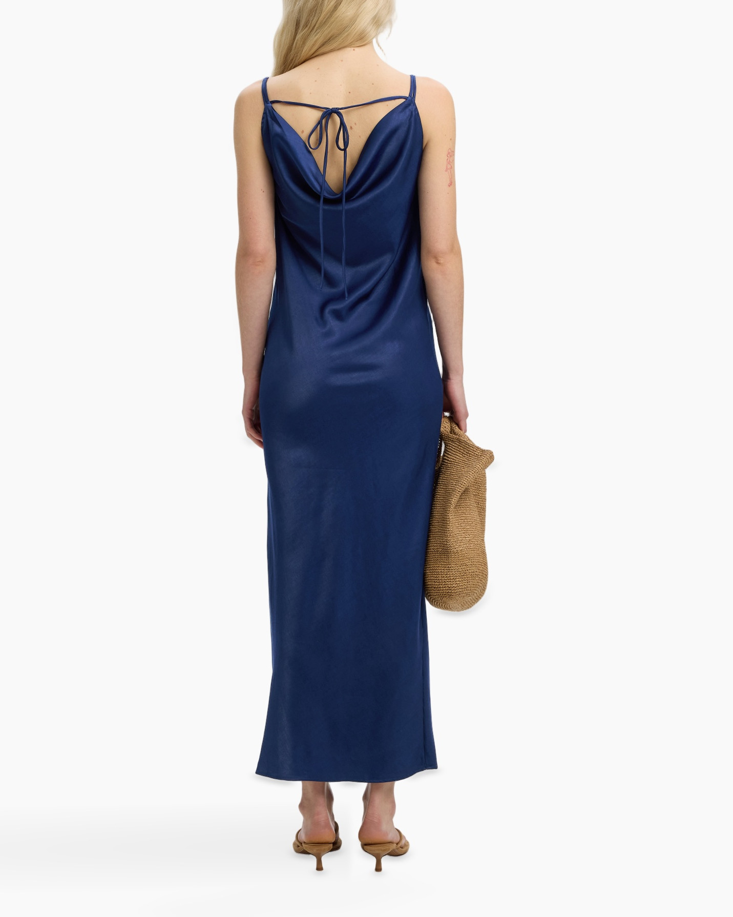 dress, slip dress, sleeveless, cobalt blue, side slit