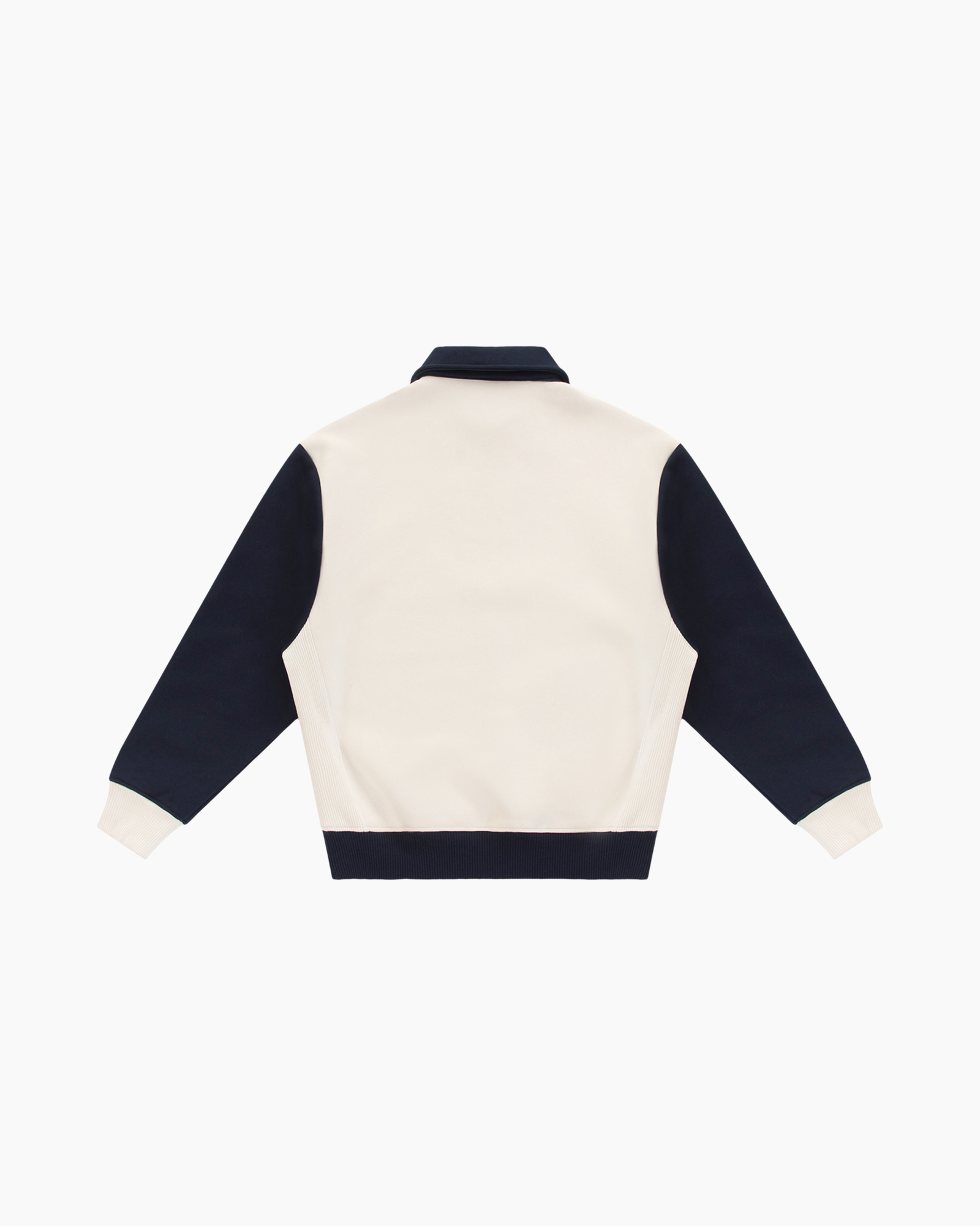 kleurblok, kraagloze-broek, ritssluiting, logo, polosweatshirt
