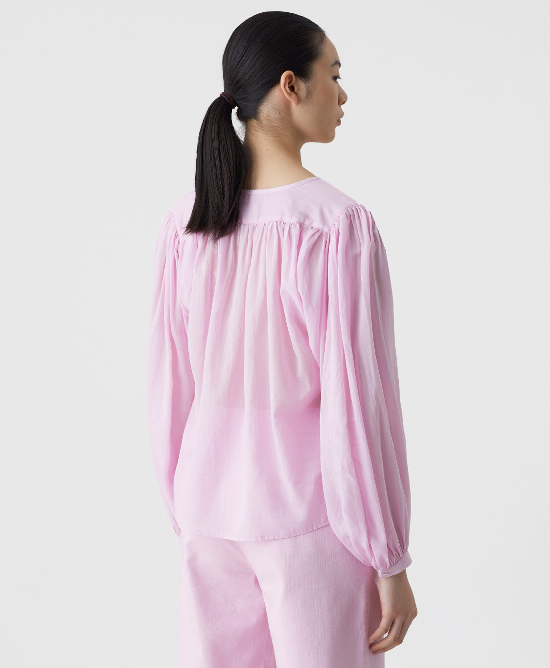 Closed Blouse Gathered Blouse Pink