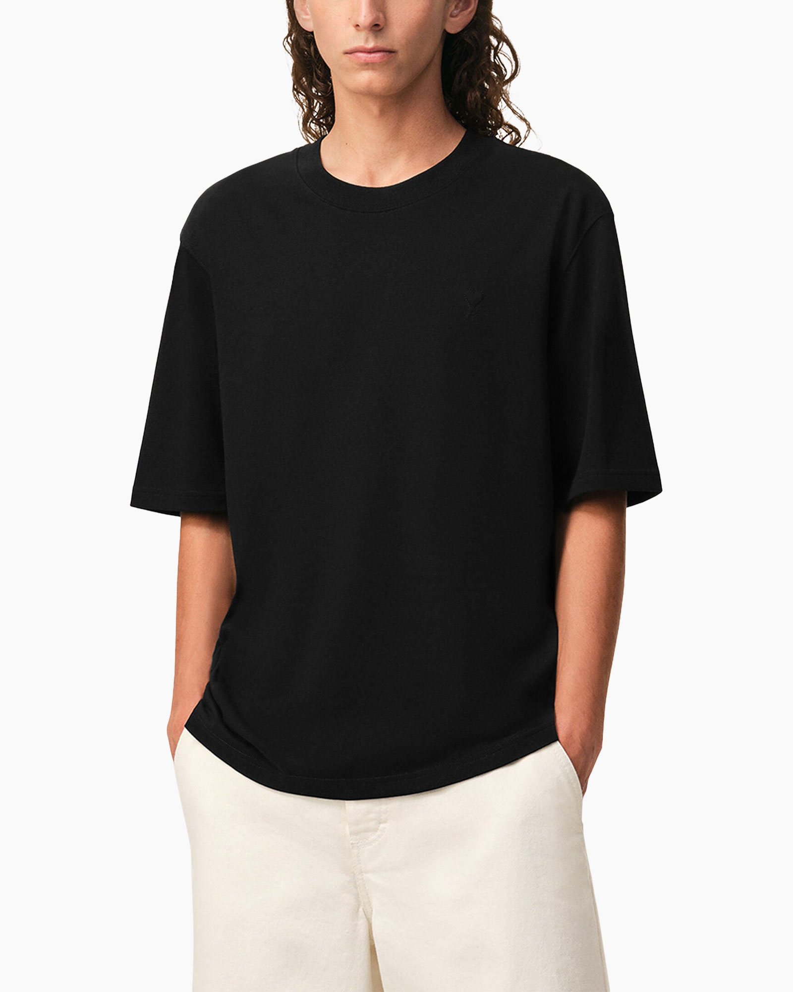 t-shirt, zwart, korte mouwen, rondhals, katoen