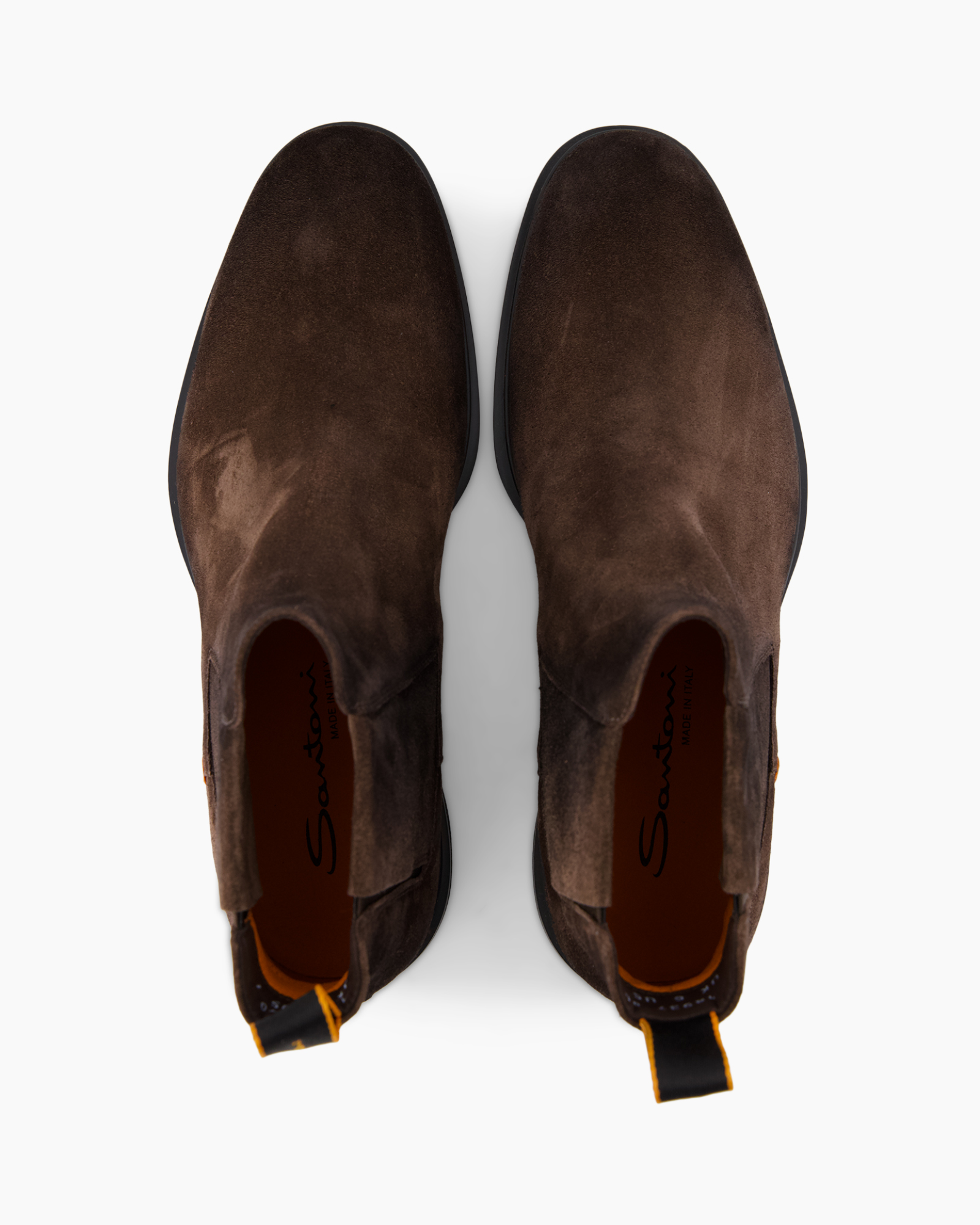 laarzen, enkellaarsjes, bruine suède, slip-on, trekkoord/trekstok