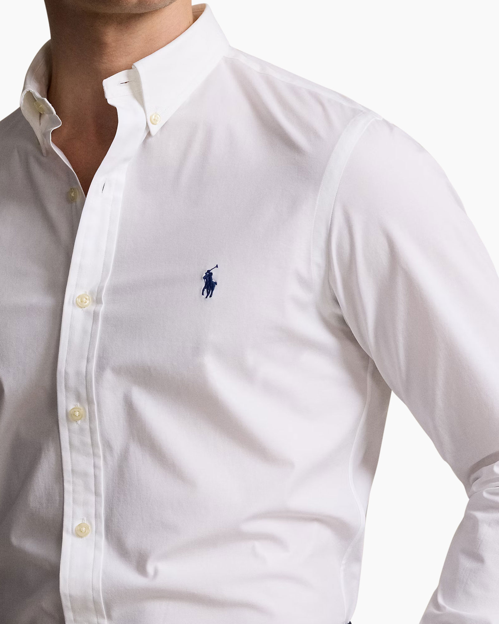 Overhemd Slim Fit Stretch Poplin Wit
