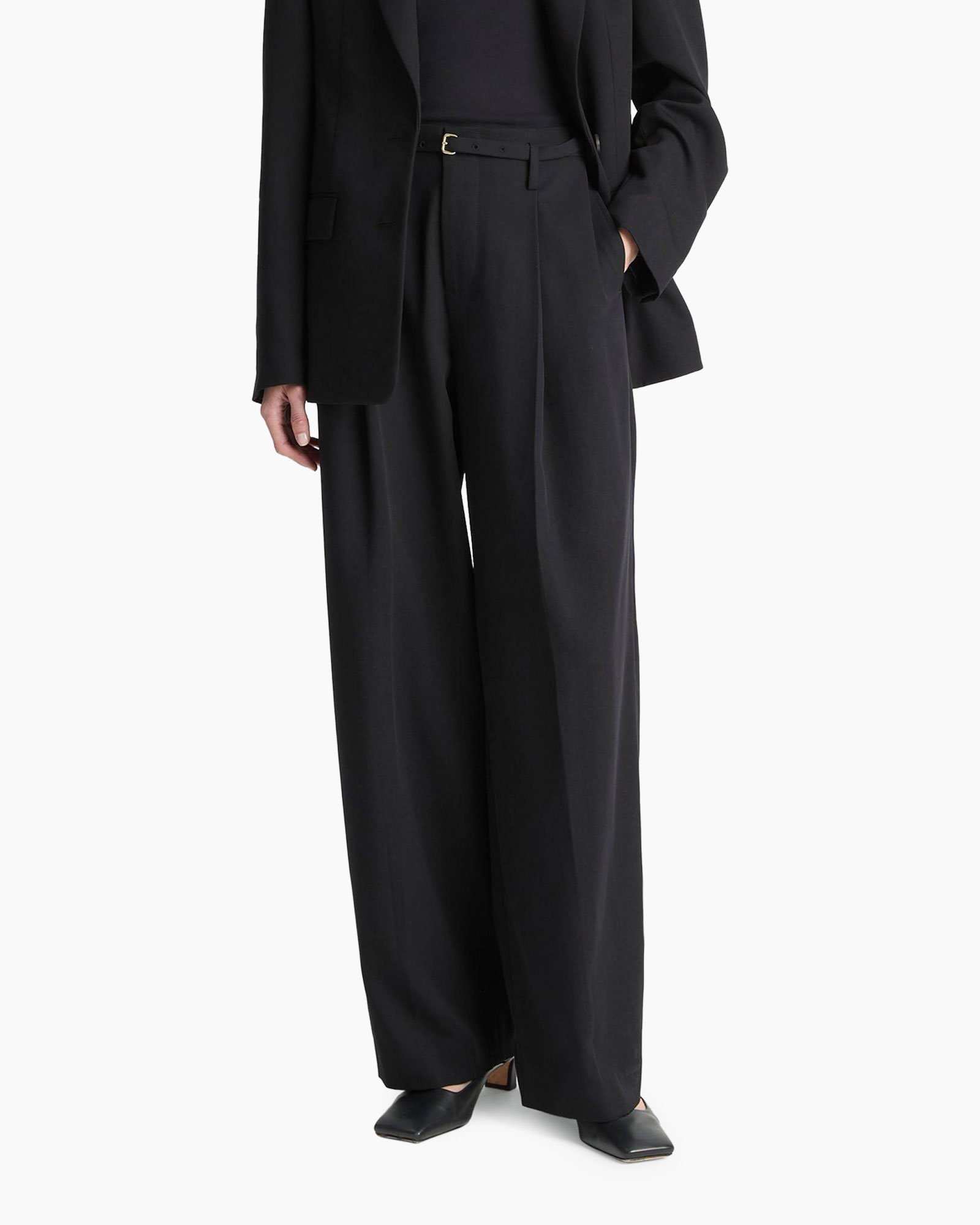 Broek High Waist Pleated Zwart