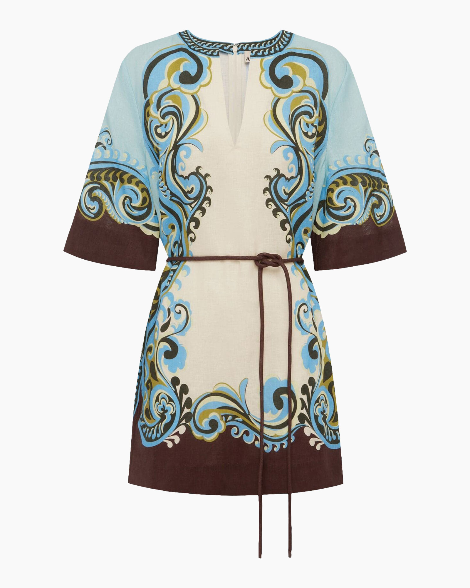 jurk, kimono, losse, riem, patroon
