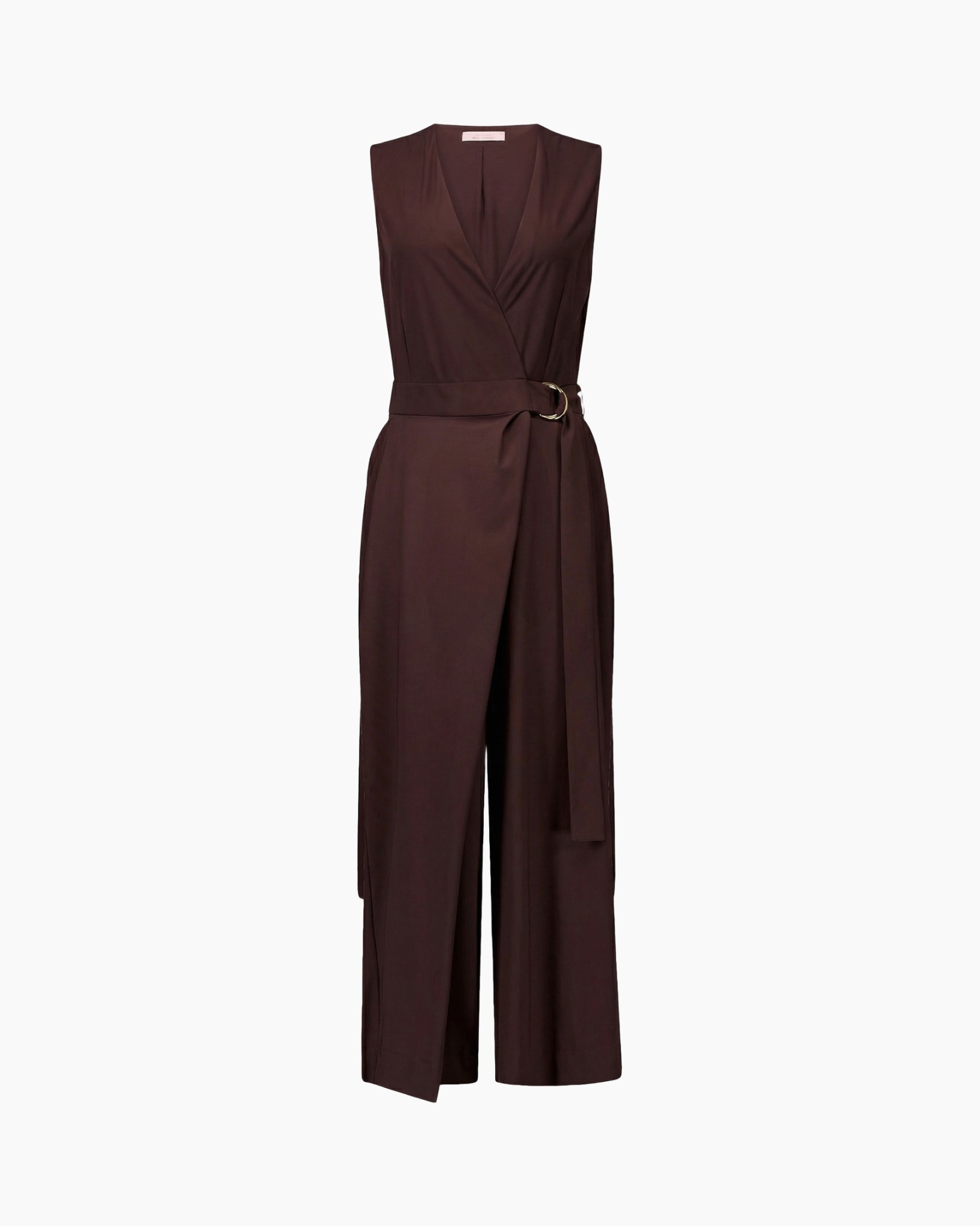 Jumpsuit, riem, zomerarm, bordeaux, wijd uitlopende broek