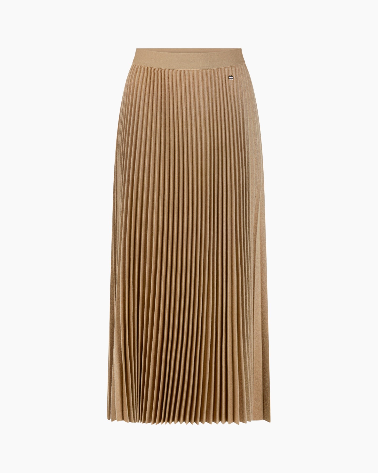 rokken plooirok, tan kleur, middenlengte, elastische tailleband, katoenmix