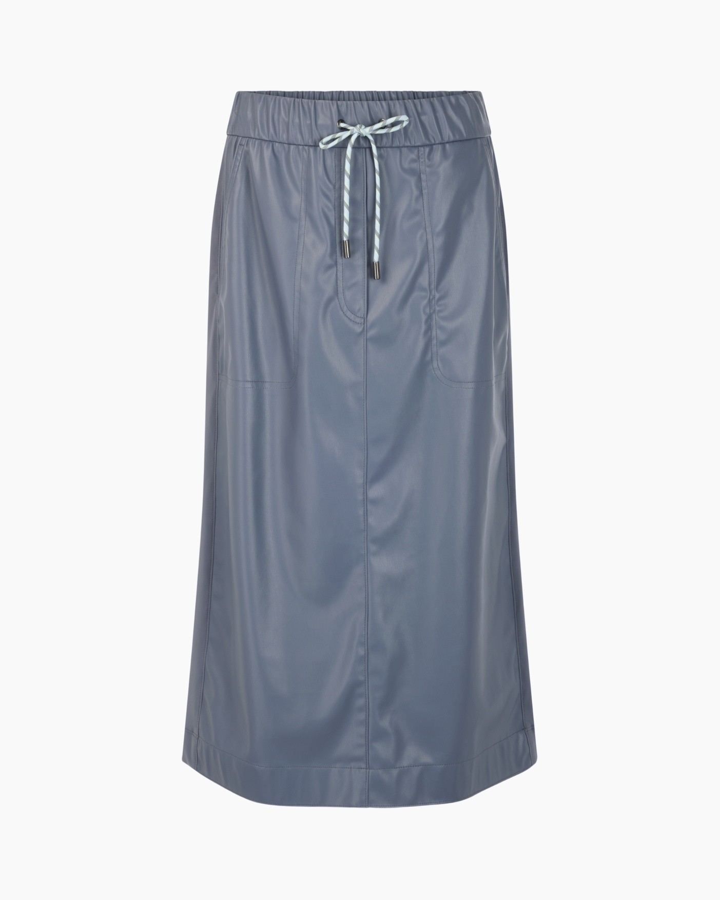 rok, lang, touwkoord, leer, blauwgrijs