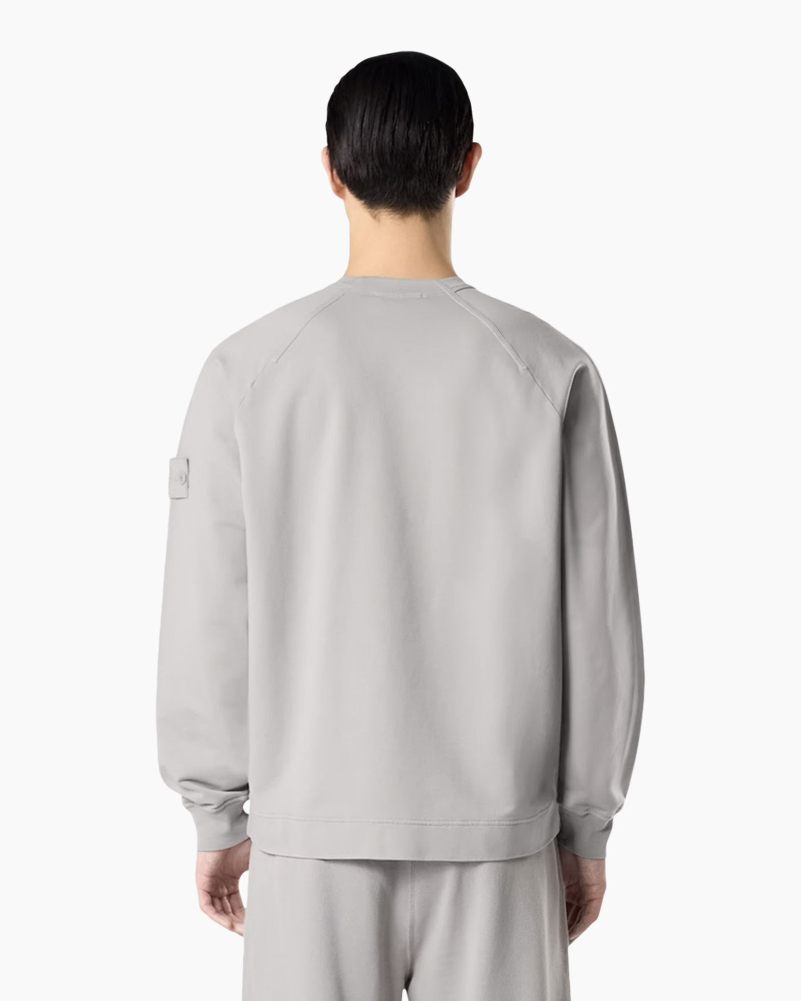 kraagloze, sweatshirt, lange mouw, steen grijs, pullover