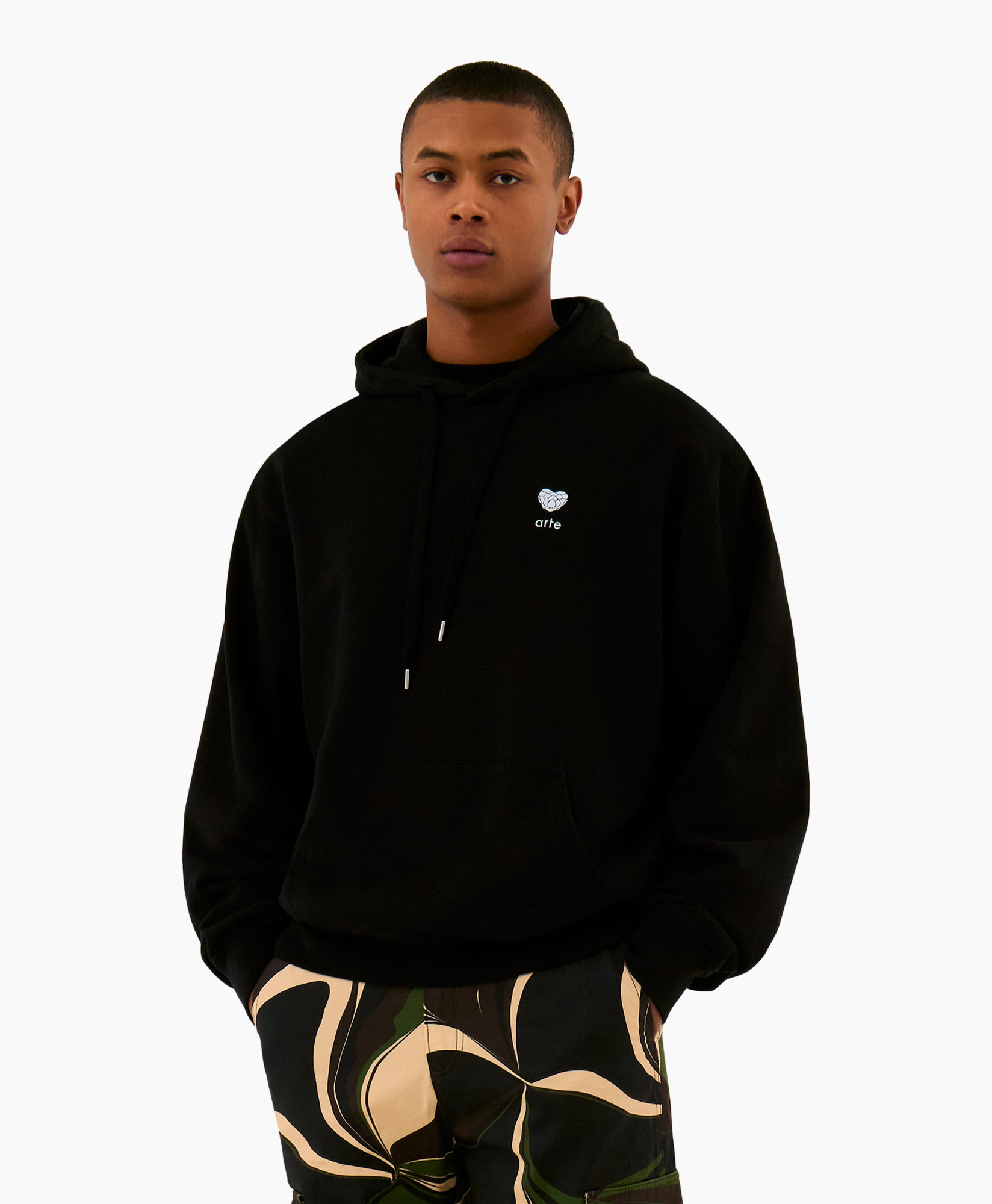 Hoodie Heart Flower Logo Hoodie Zwart
