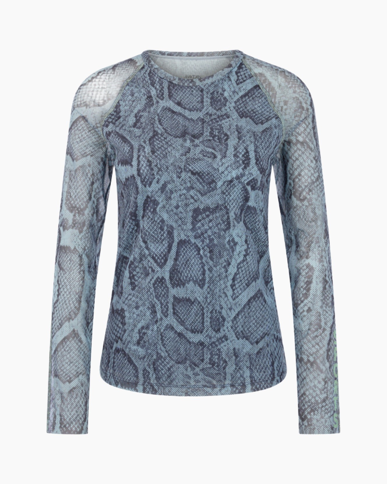 slangenprint, slangenhuid, lange mouwen, blauw-grijs, brei-top