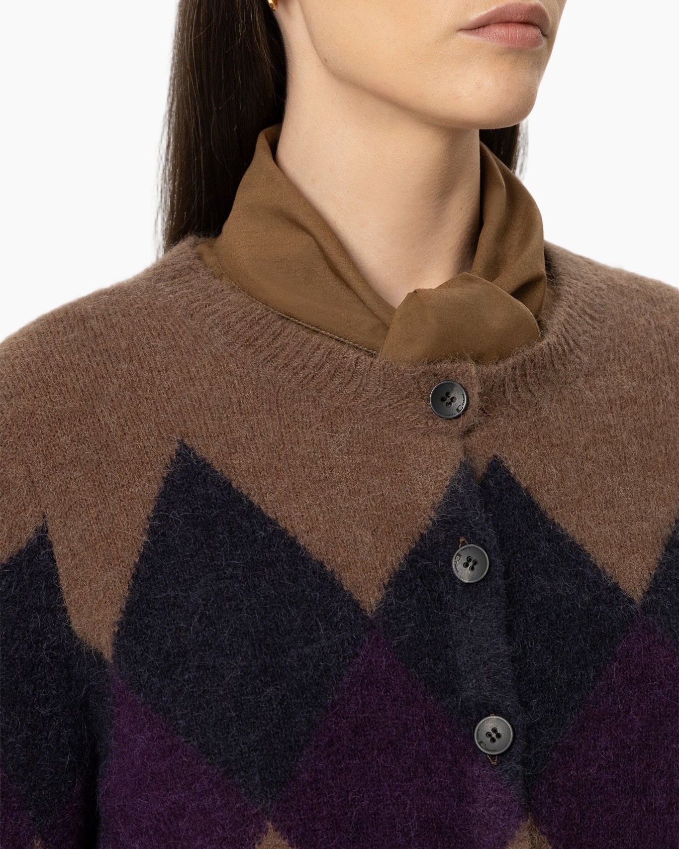 cardigan, argyle, brei, knopen, multikleur