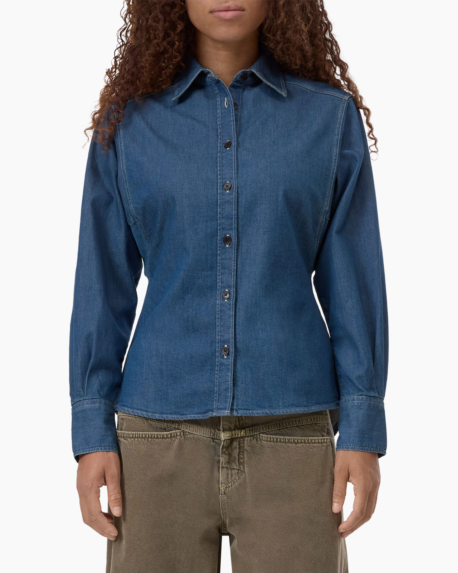denim, hemd, knopdown, langaam, blauw