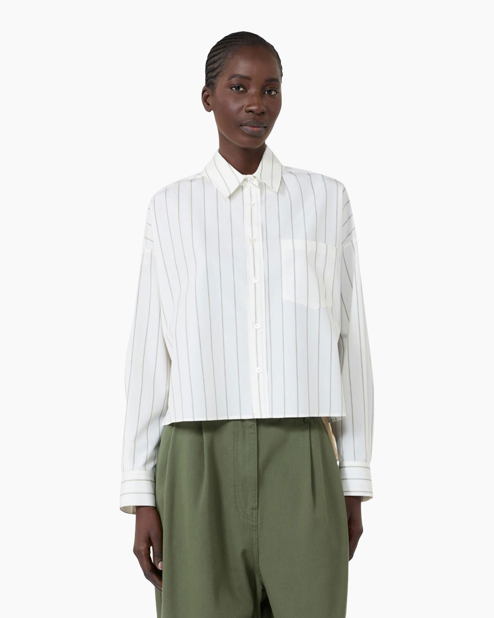 shirt, gestreept, wit, kraag, langemouw