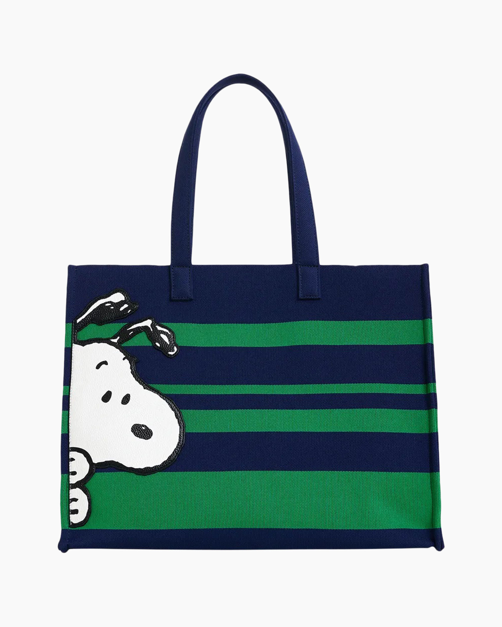 tas, canvas tas, Snoopy, Peanuts, blauw groen gestreept