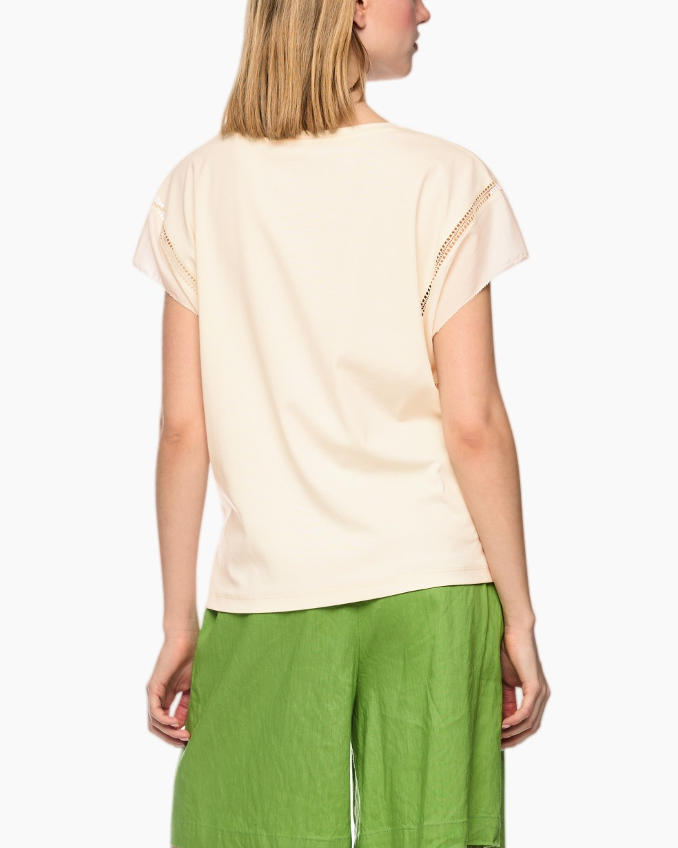 blouse, v-hals, korte mouwen, beige, shorts, groen, riem, broek, linnen, casual