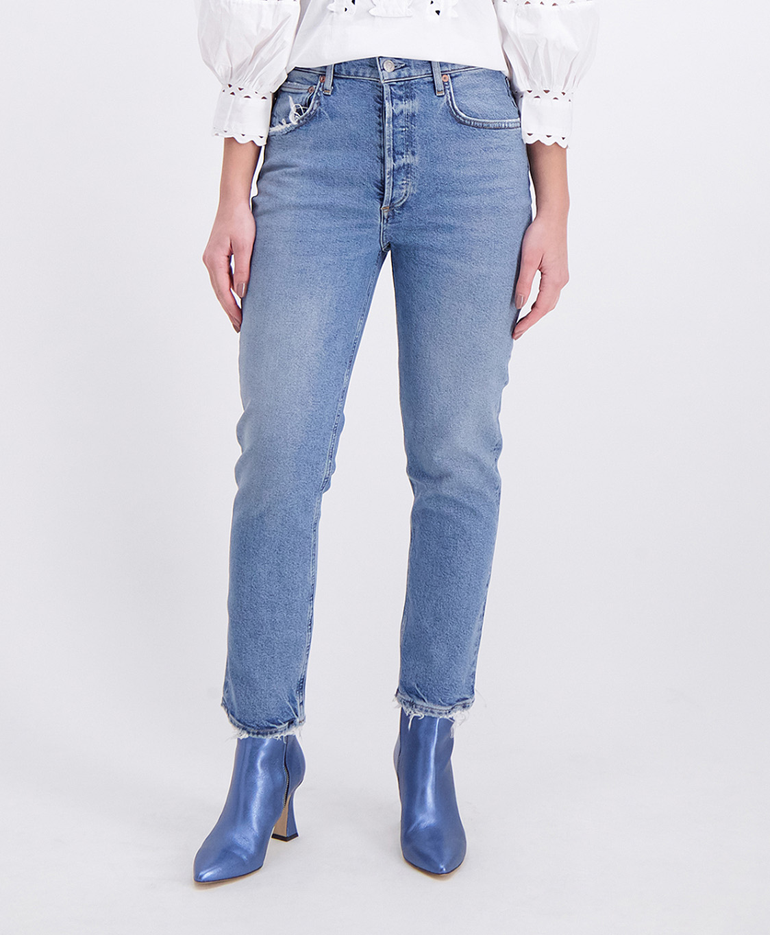 Agolde Jeans Riley Crop Blauw