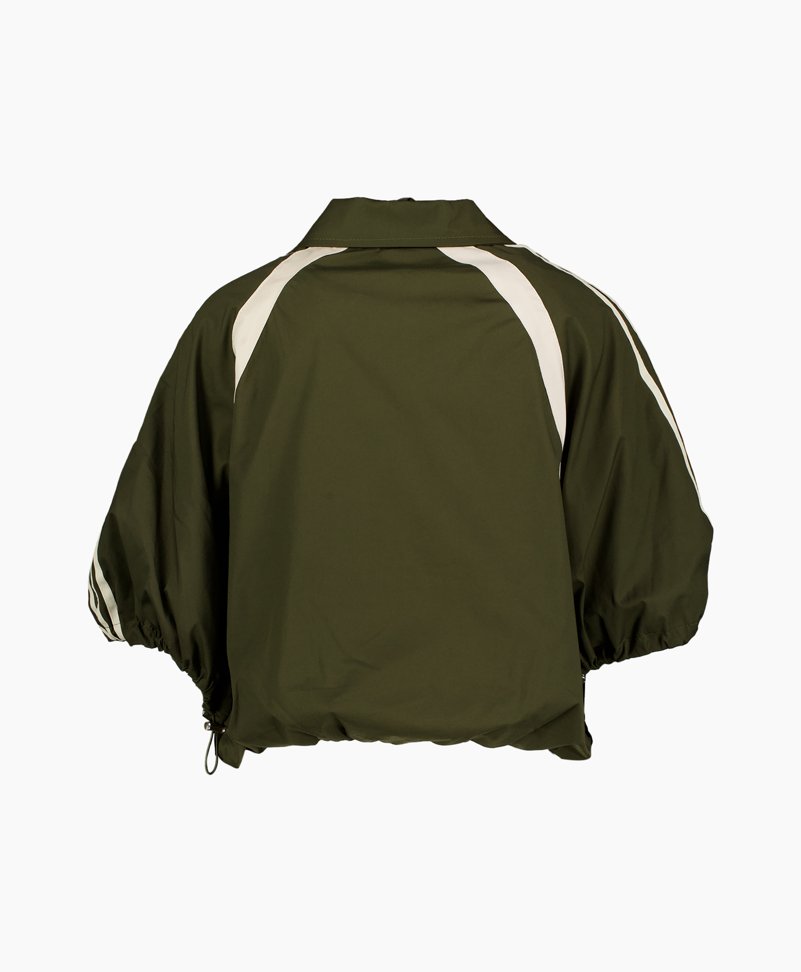 windbreaker, olijf, hooded, trekkoord, pofmouwen