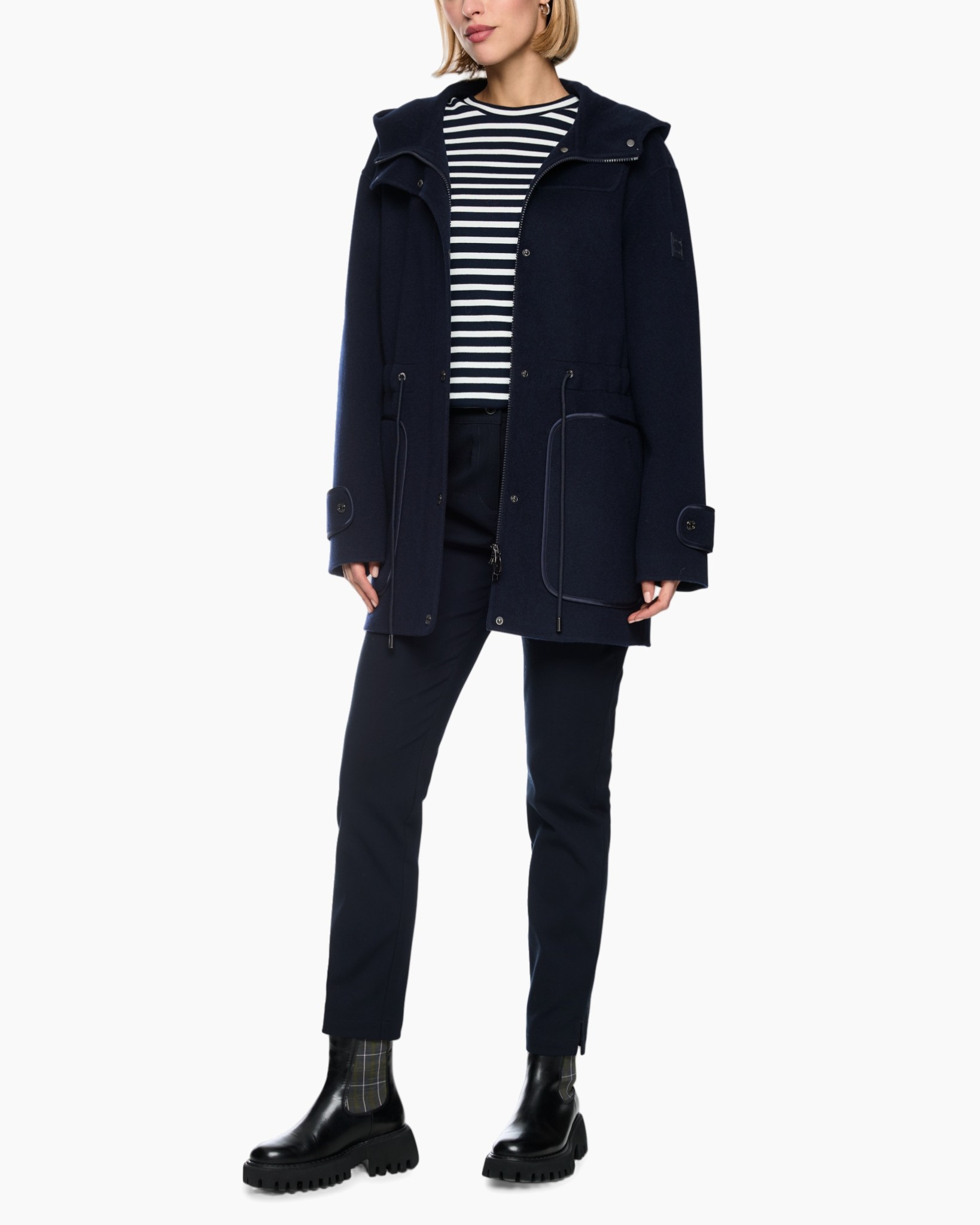 jas, jas, blauw, parka, zakken