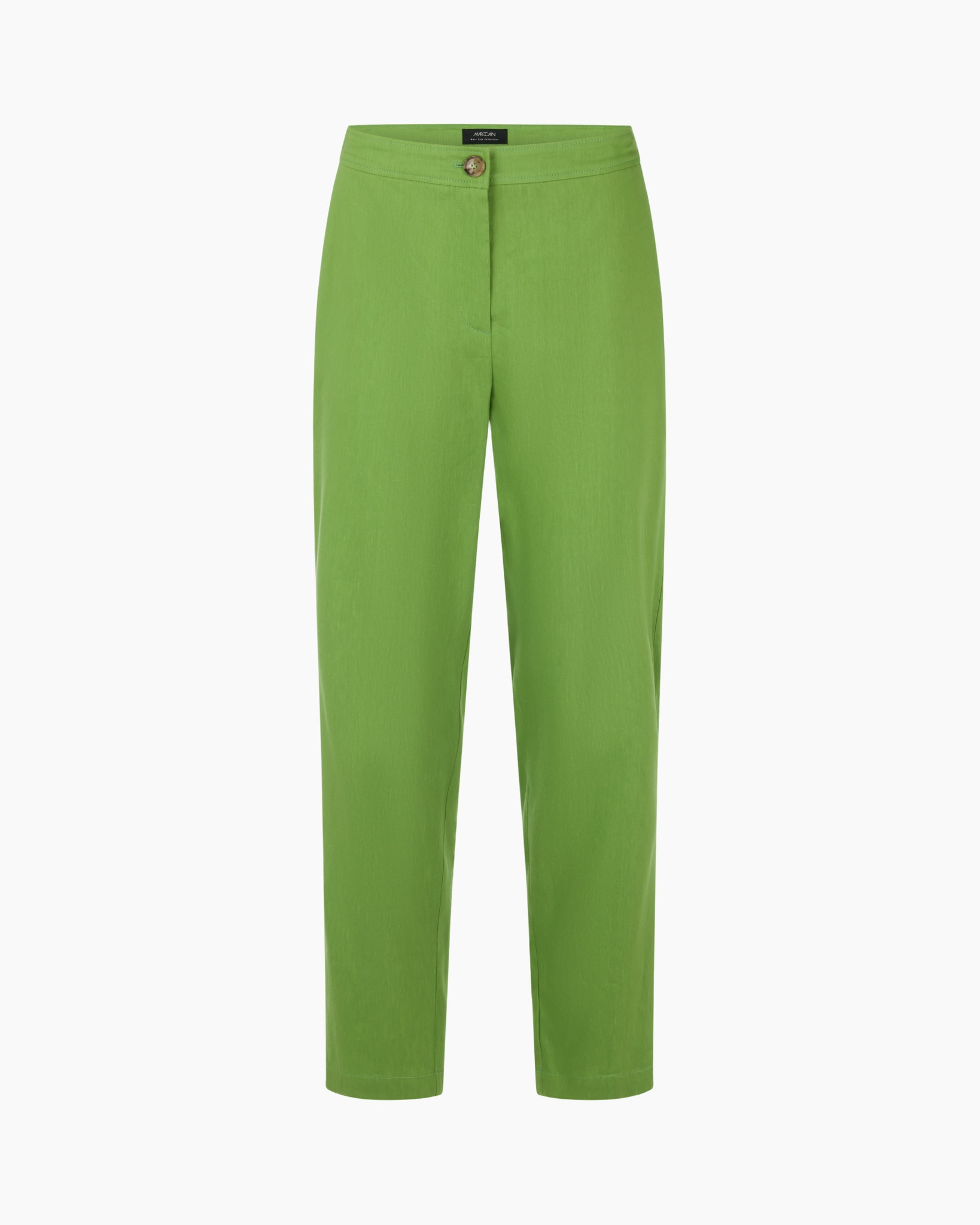 broeken, groen, linnen, knopen, tailleband
