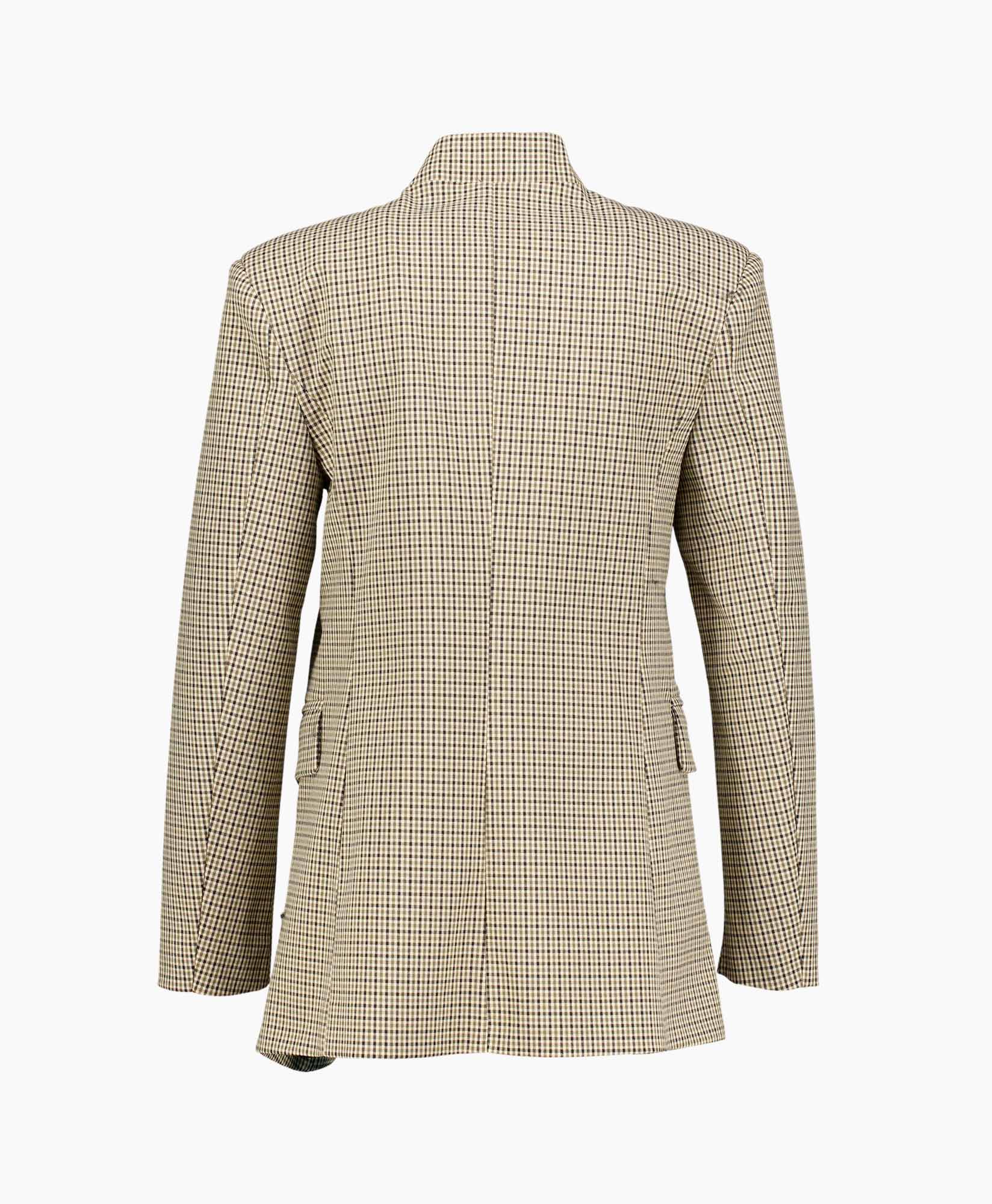 blazer, controleren, geruit, lange mouwen, kraag