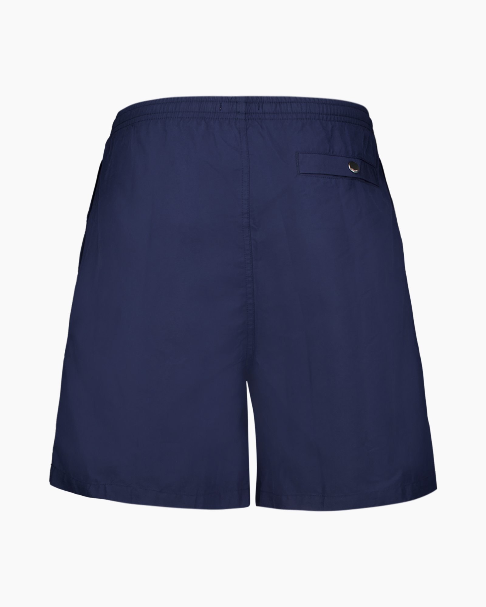 shorts, zwems broeken, marineblauw, achterzak, elastische tailleband
