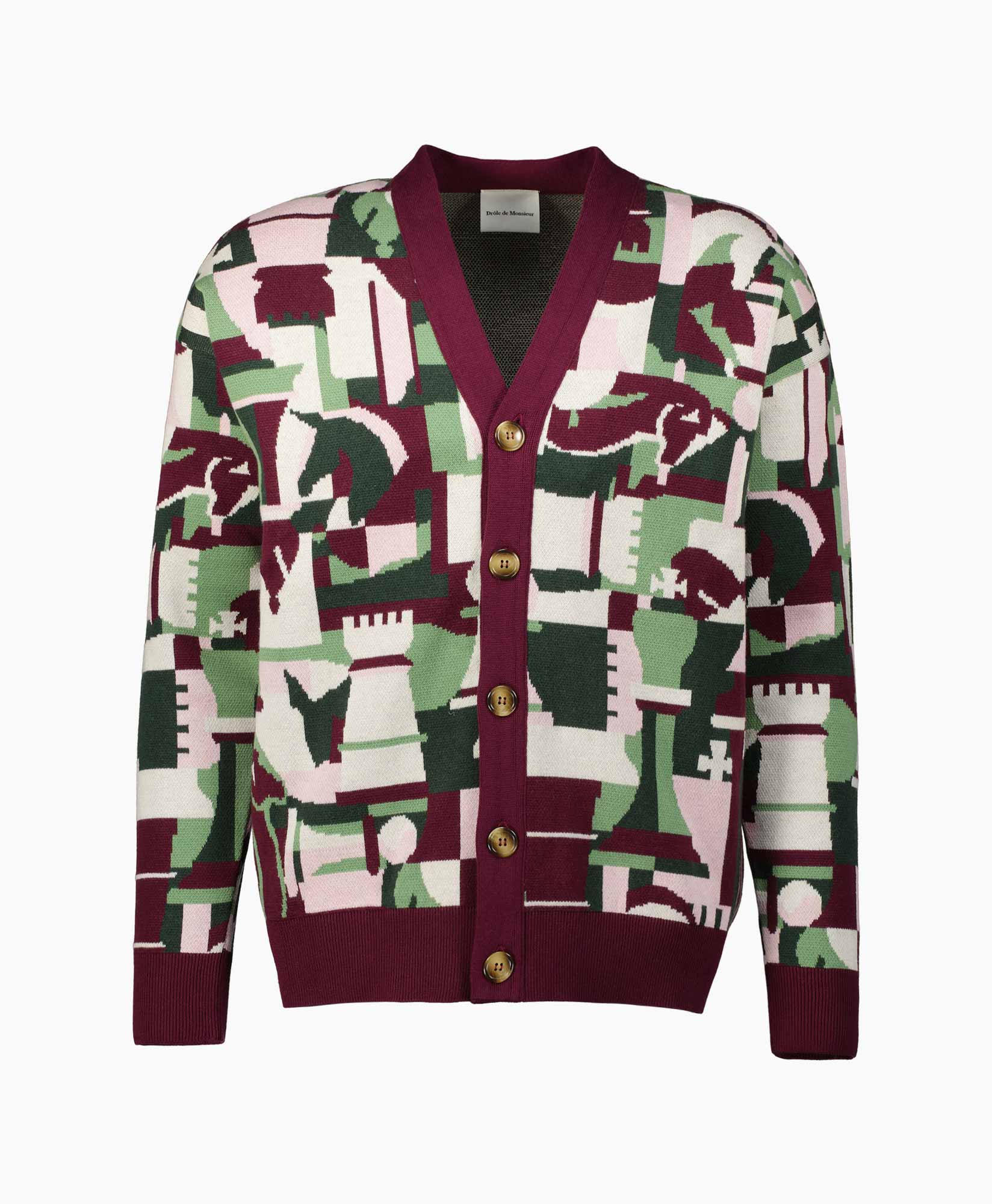 Drole De Monsieur Vest Le Cardigan Echecs Pink