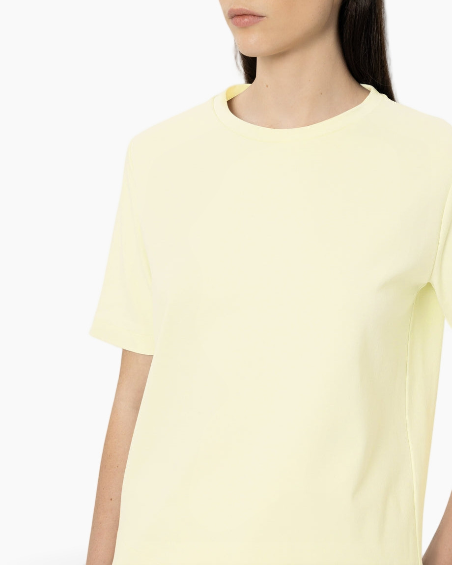 t-shirt, korte mouw, ronde hals, effen kleur, licht geel