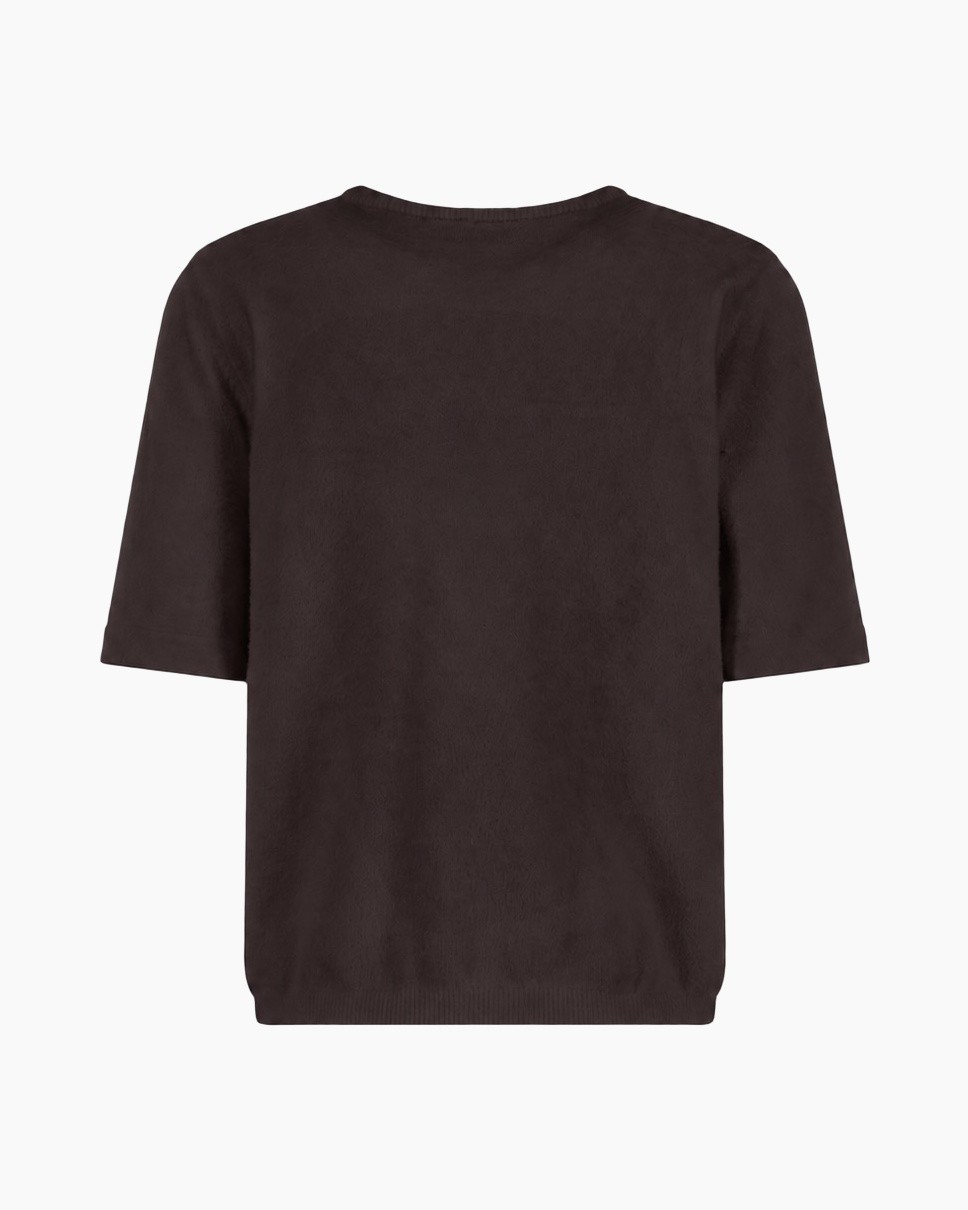 t-shirt, korte mouwen, donkerbruin, casual, brei