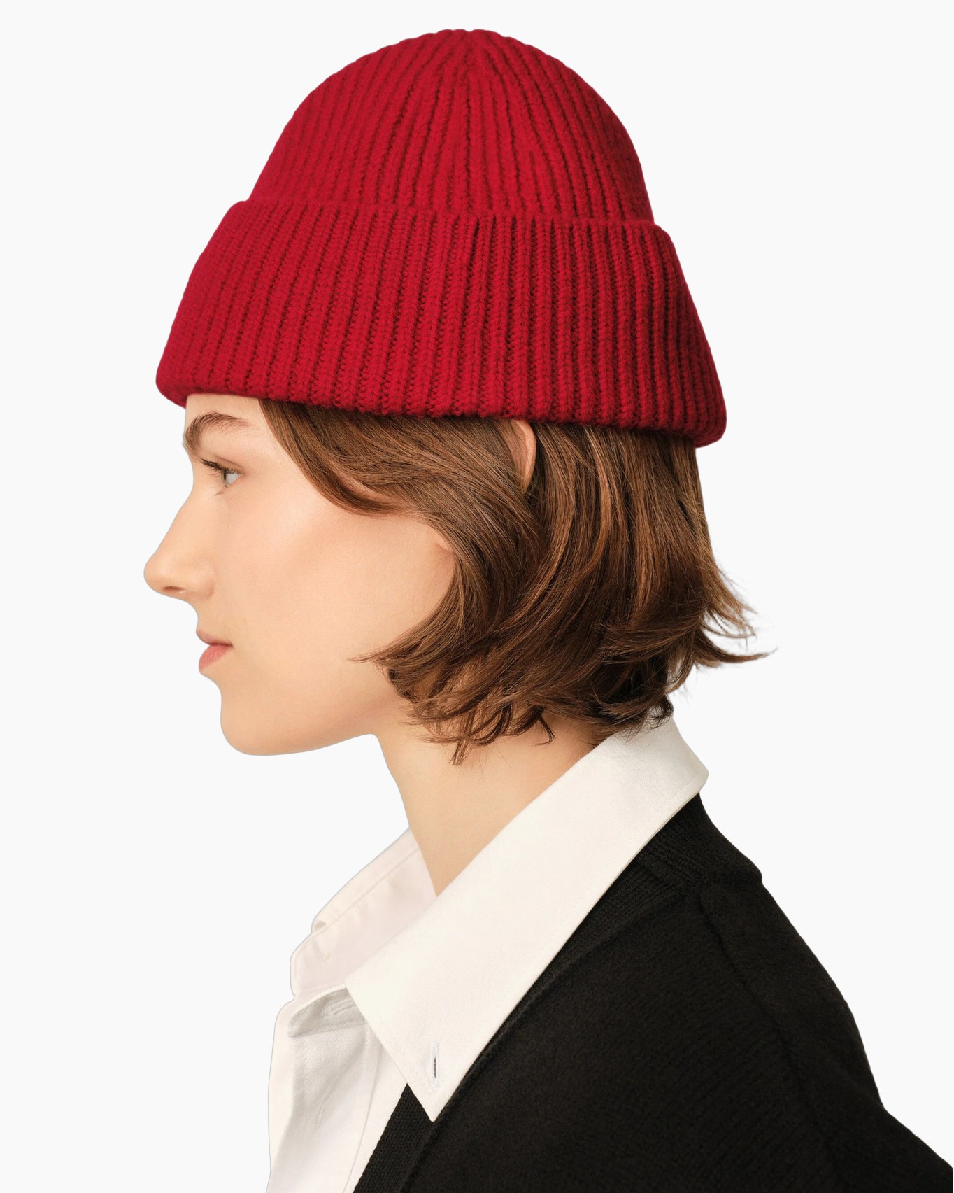 muts, hoed, gebreid, rood, slouchy