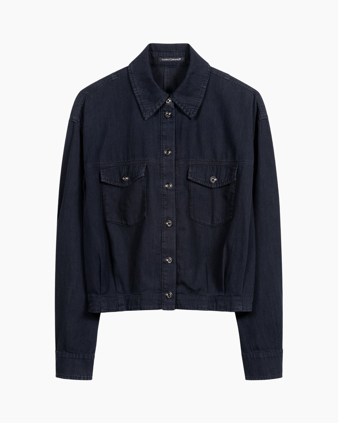 denim, jasje, donkerblauw, lange mouwen, knopen