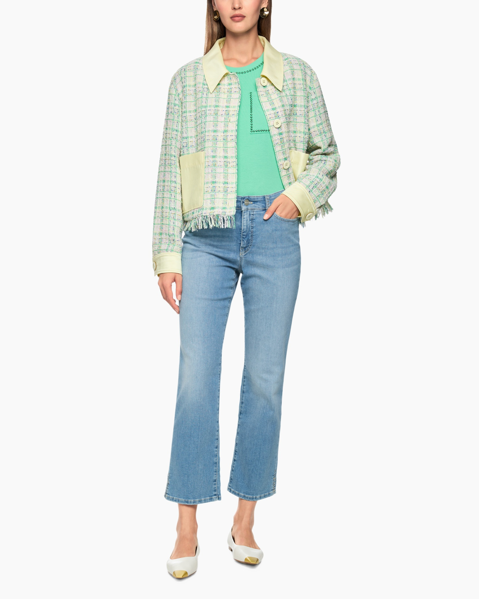 cardigan, jacket, tweed, fringe, pocket