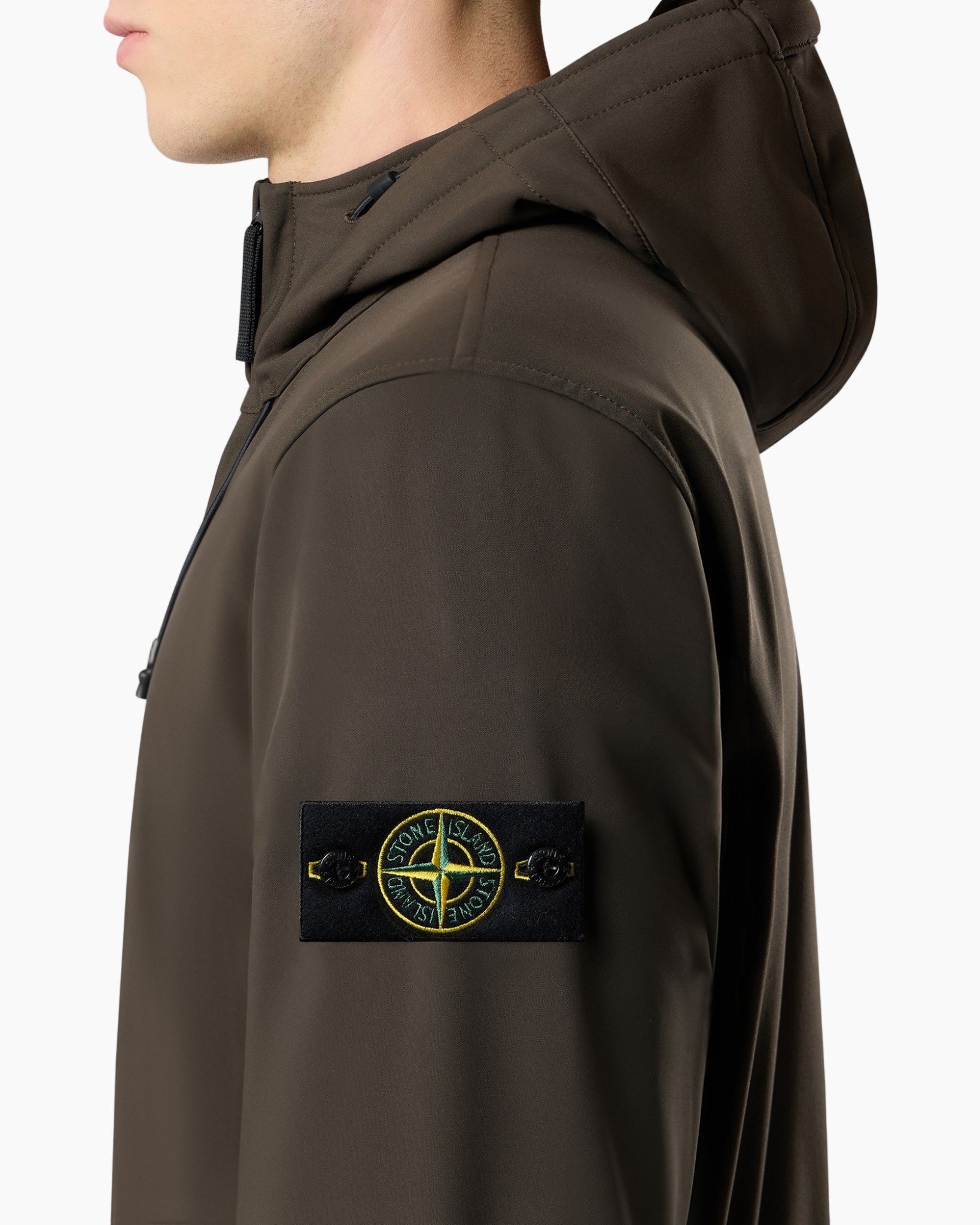 jas, hooded, olijf, patch, stone island