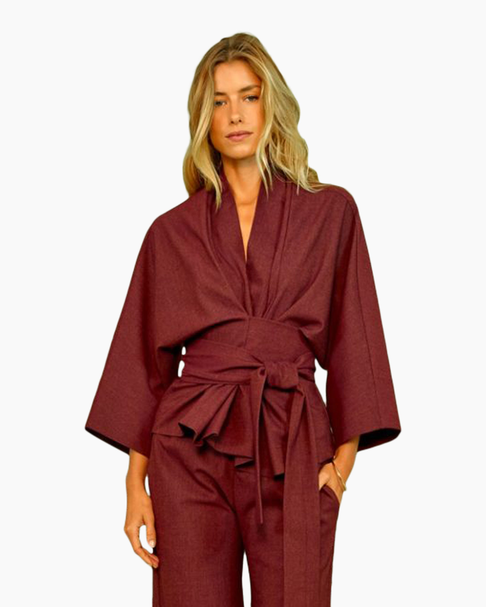 romper, jumpsuit, riem, lange mouwen, effen kleur