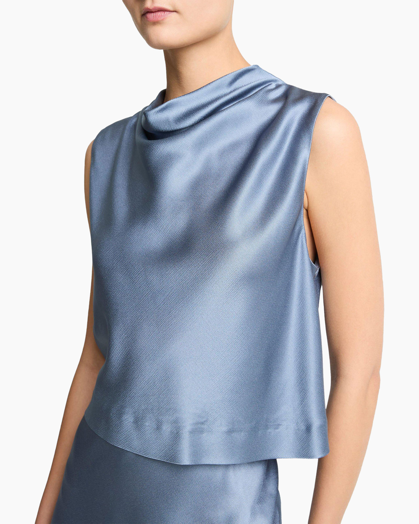 silk, sleeveless, top, turquoise, slip