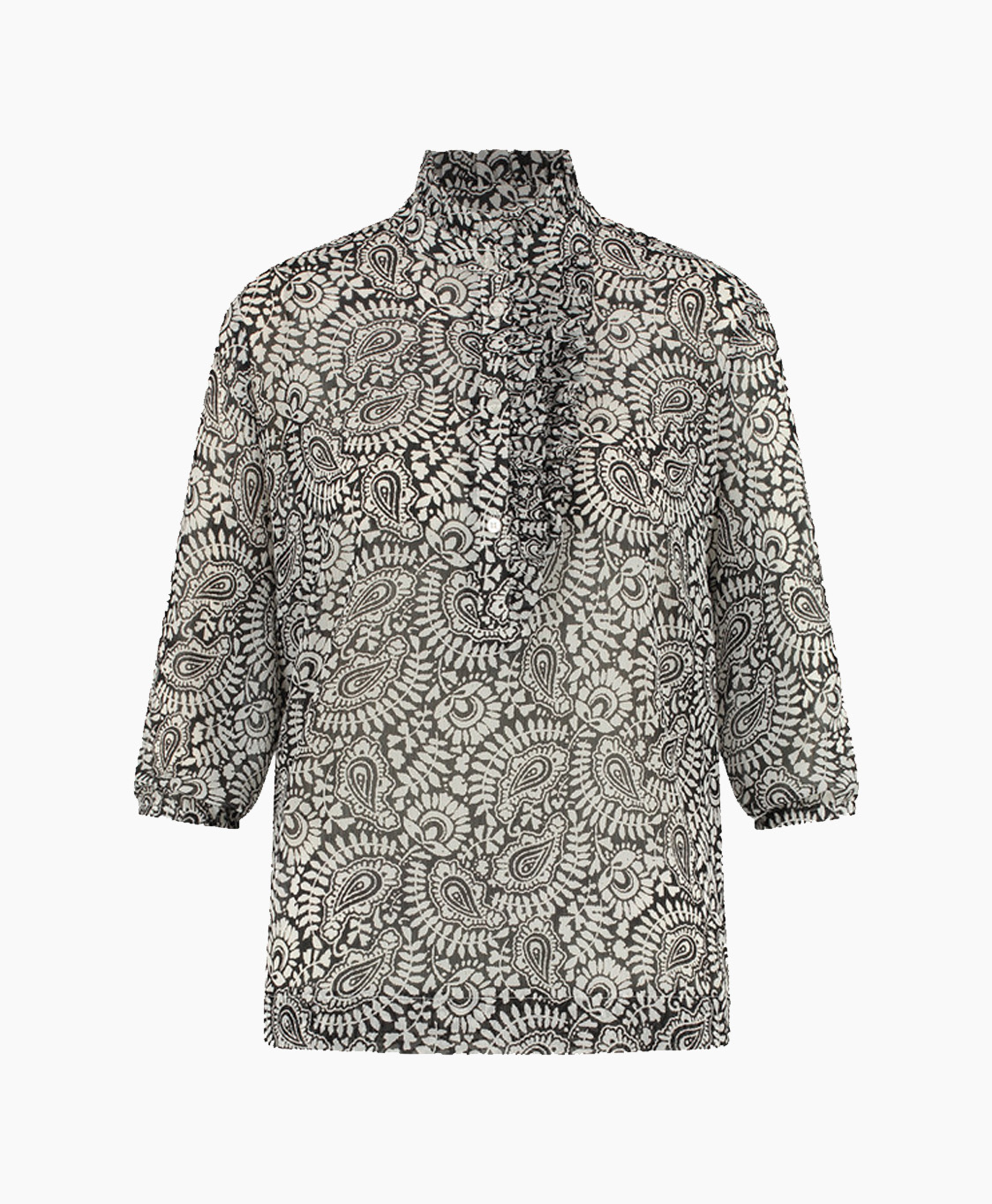 Studio Anneloes Blouse Odette Oriental 3/4 Sl Blou Zwart