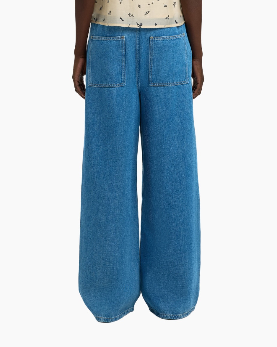 wijd, denim, broeken, broek, taillering